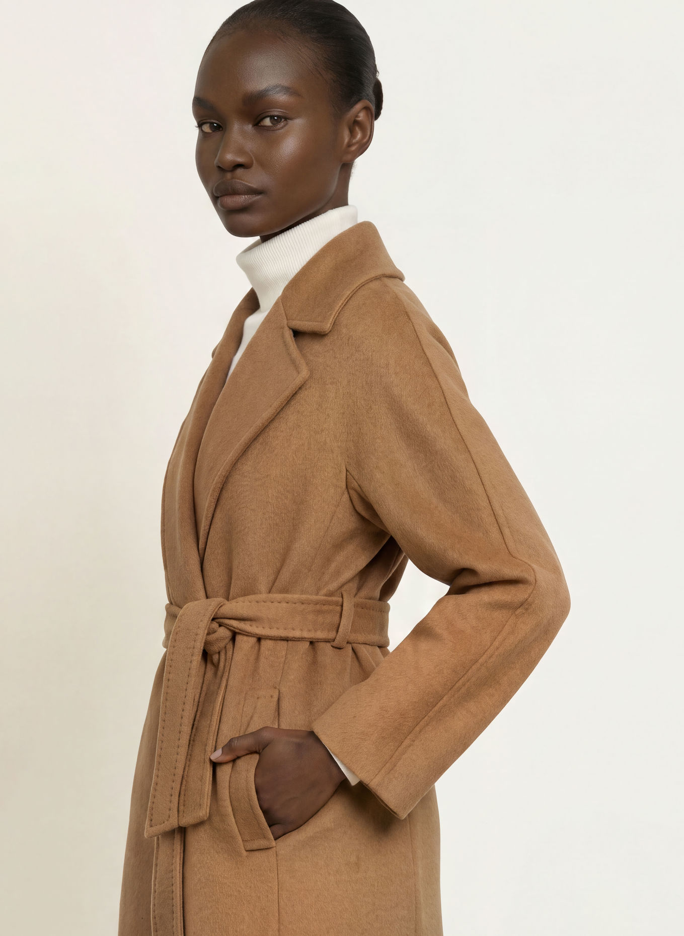 WEEKEND Max Mara Kabát TEMPERA z kombinace materiálů: VELBLOUDÍ