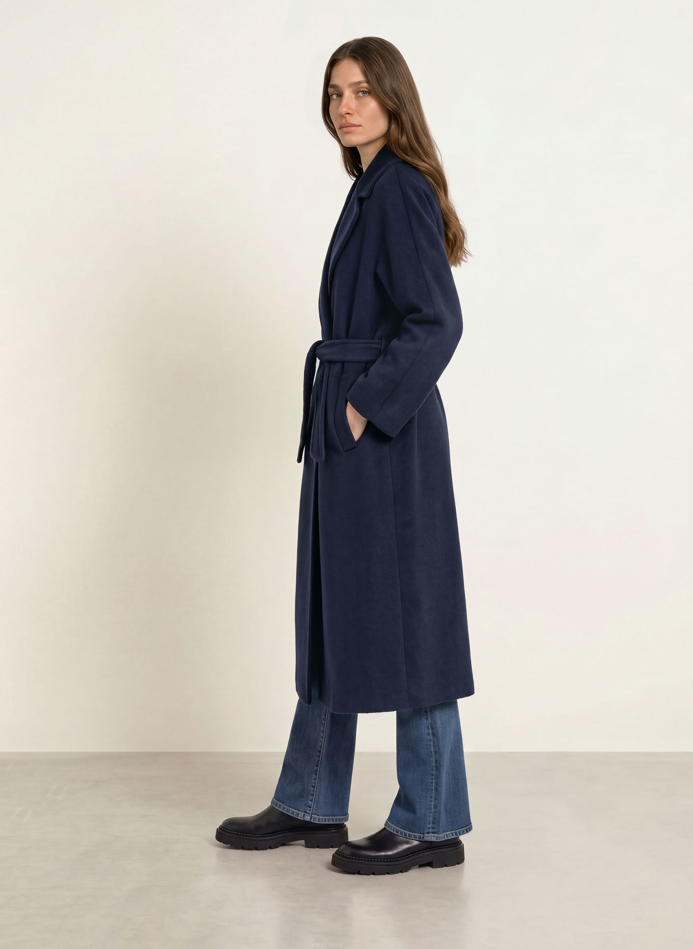 WEEKEND Max Mara Mantel TEMPERA im Materialmix: DUNKELBLAU