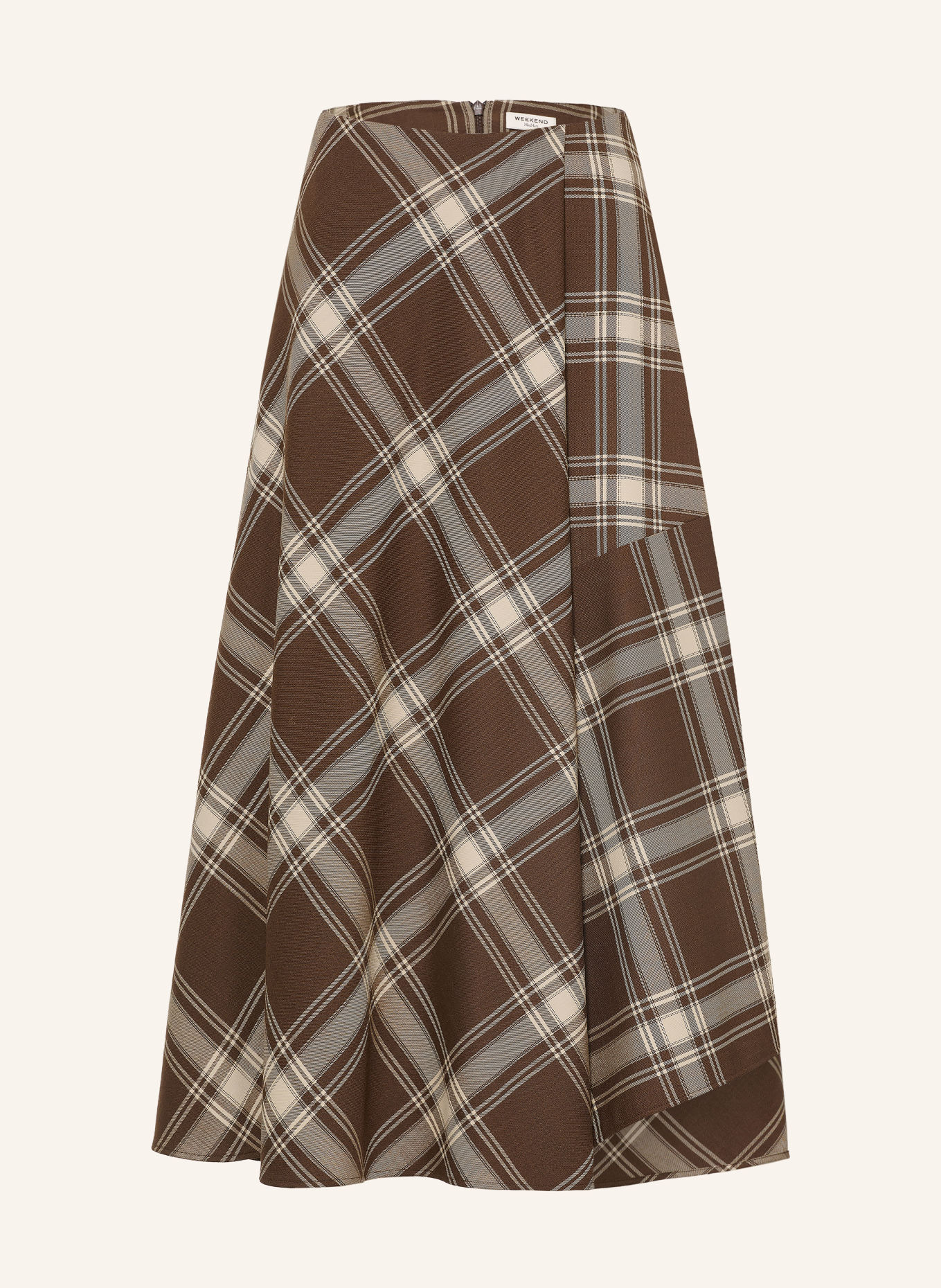WEEKEND Max Mara LANOSO-rok met wikkellook: MARRON FONCÉ / CRÈME / TAUPE