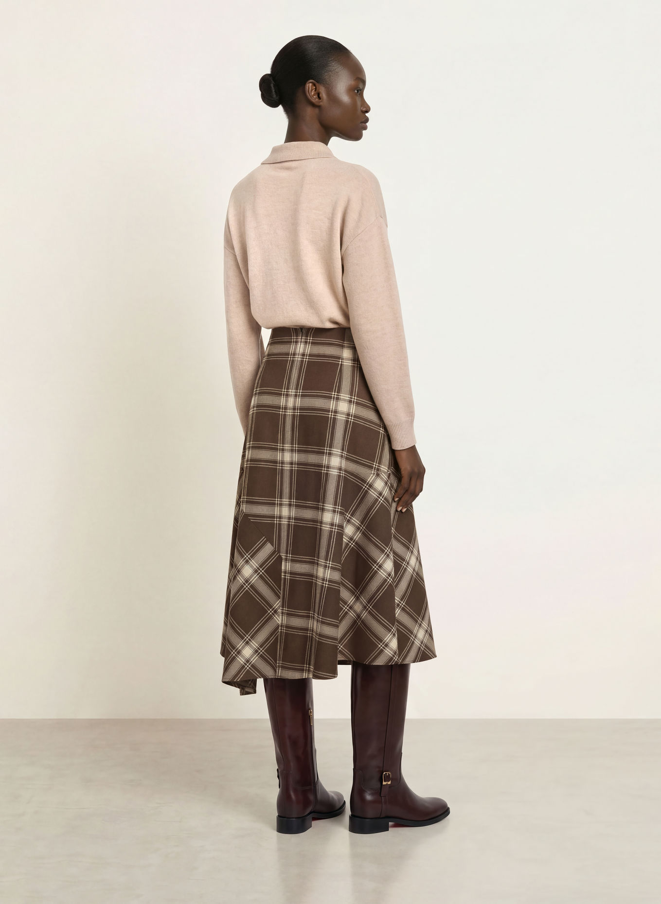 WEEKEND Max Mara LANOSO-rok met wikkellook: MARRON FONCÉ / CRÈME / TAUPE