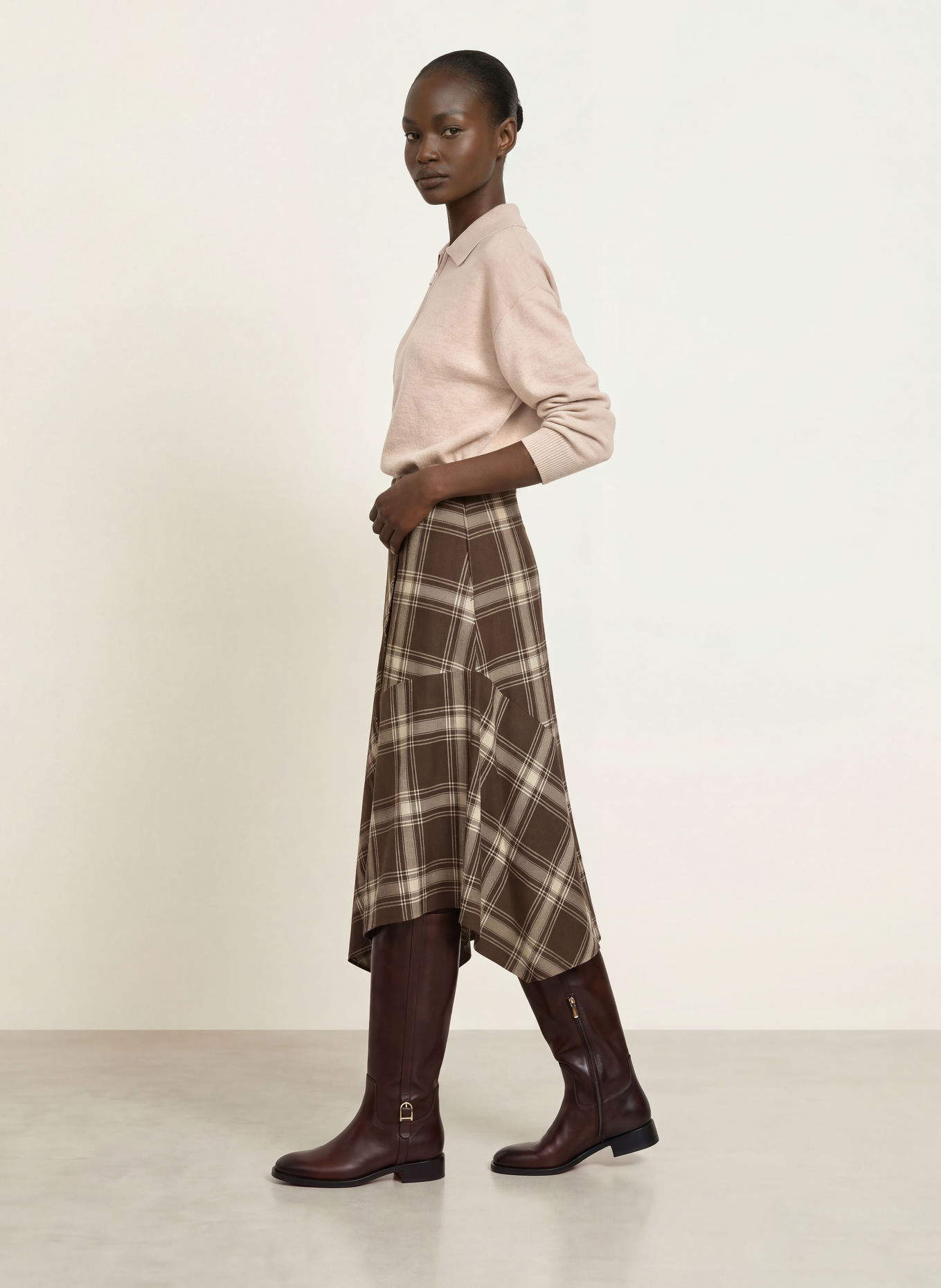 WEEKEND Max Mara LANOSO-rok met wikkellook: MARRON FONCÉ / CRÈME / TAUPE