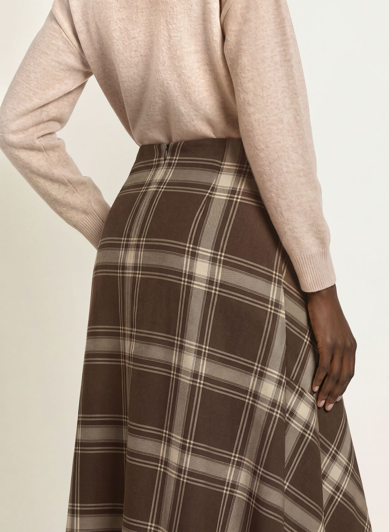 WEEKEND Max Mara LANOSO-rok met wikkellook: MARRON FONCÉ / CRÈME / TAUPE