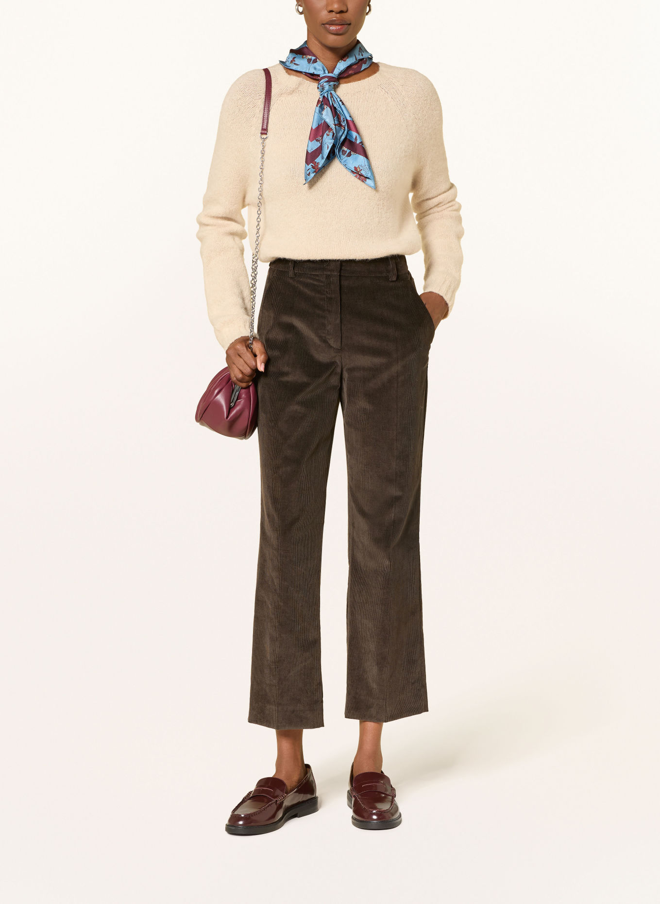 WEEKEND Max Mara 7/8 broek MARRUCA van corduroy: MARRON FONCÉ