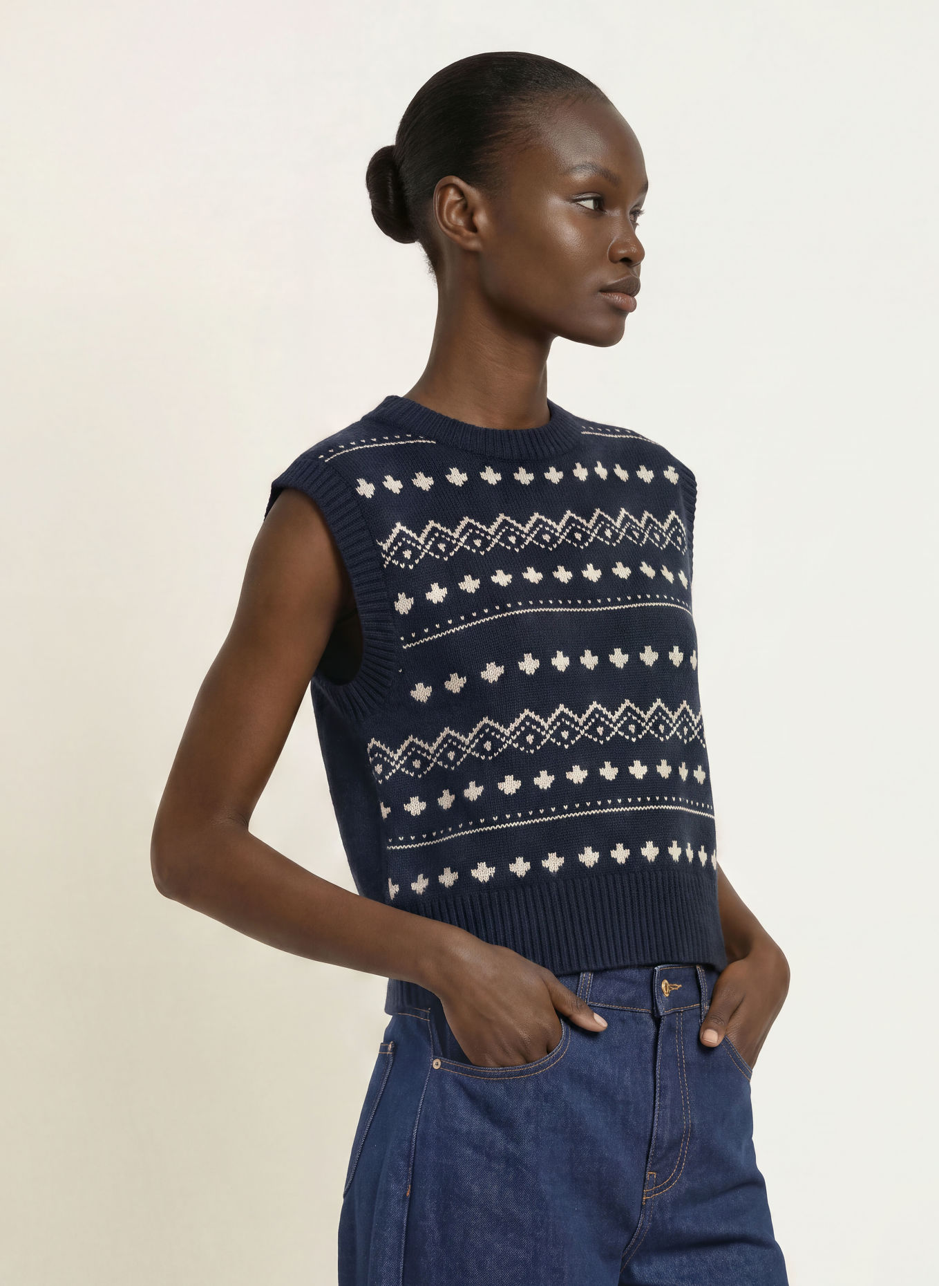 WEEKEND Max Mara Spencer SAVANA: DONKERBLAUW / WIT