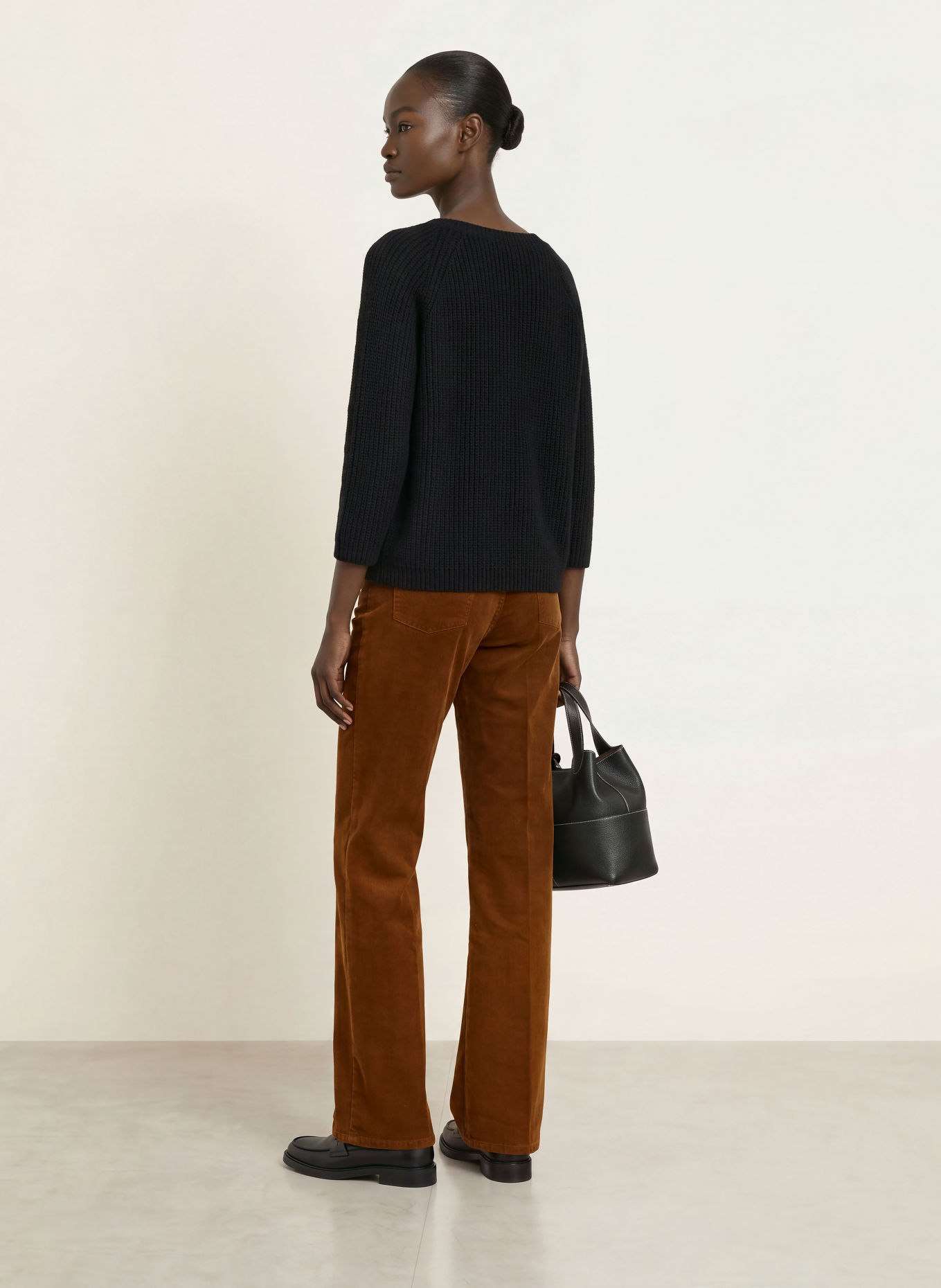 WEEKEND Max Mara XENO Sweater with 3/4-Length Sleeves: BLACK