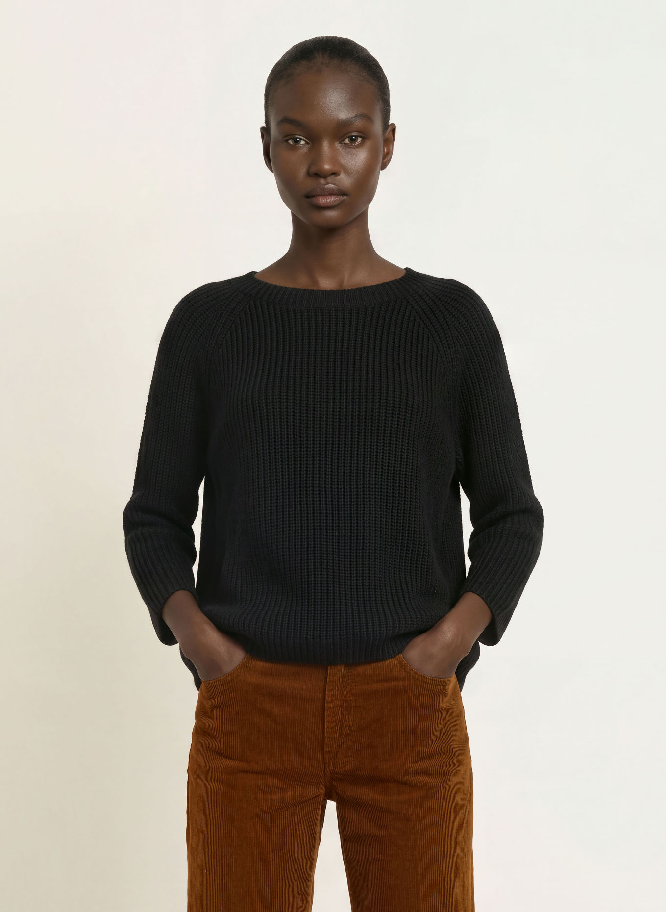 WEEKEND Max Mara XENO Sweater with 3/4-Length Sleeves: BLACK