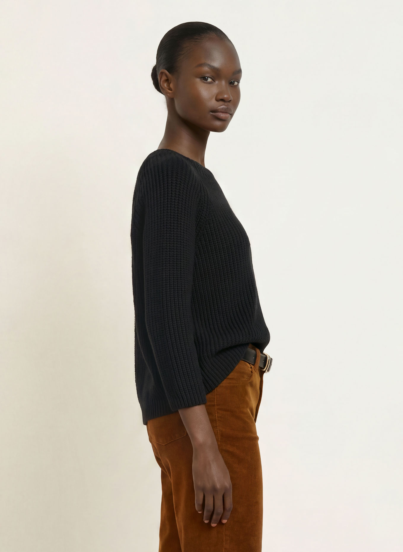 WEEKEND Max Mara XENO Sweater with 3/4-Length Sleeves: BLACK