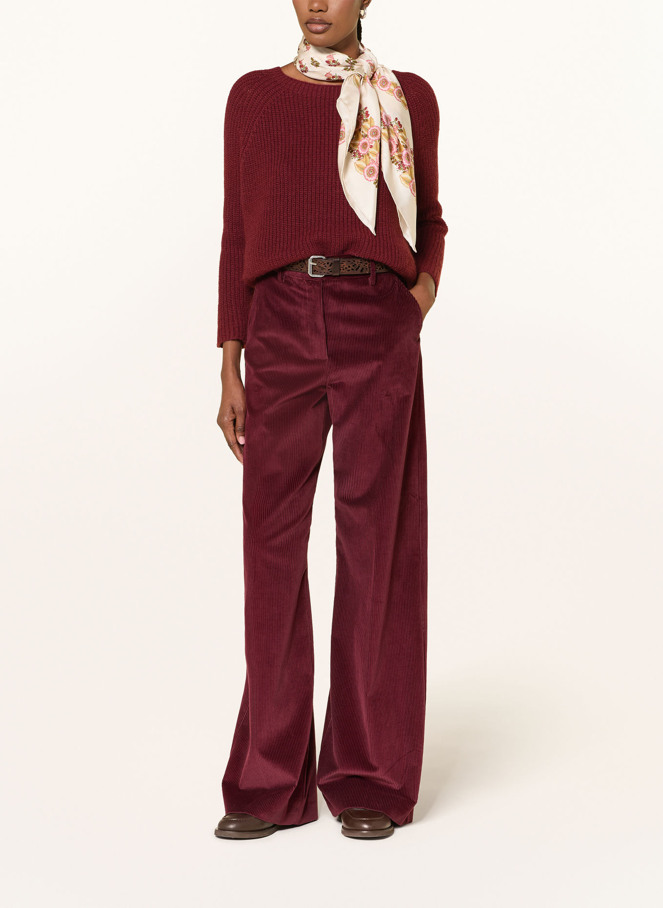 WEEKEND Max Mara XENO Sweater with 3/4-Length Sleeves: DARK RED