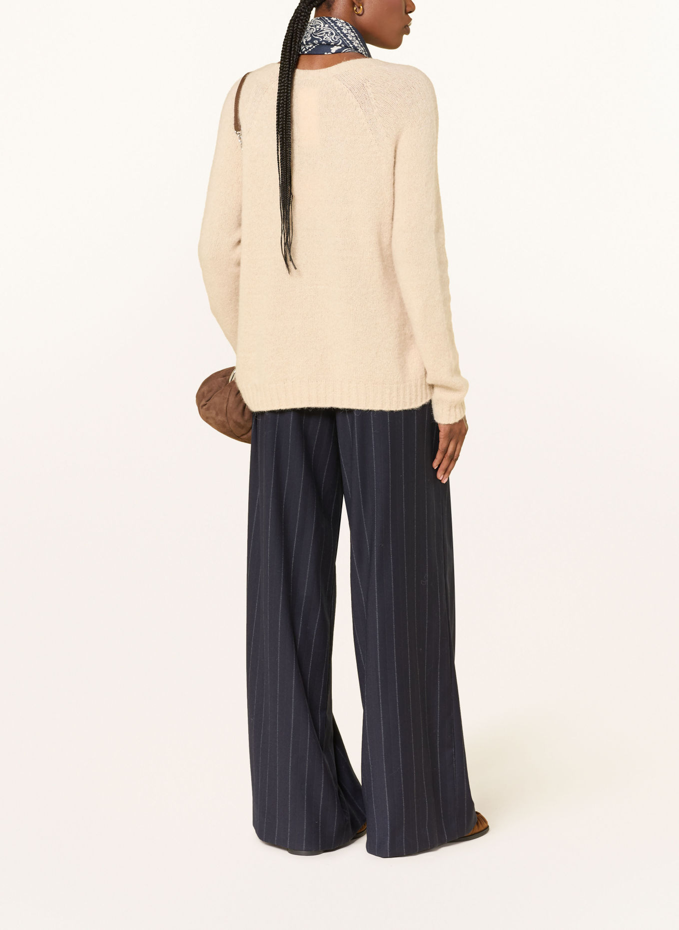 WEEKEND Max Mara NEBBIE Wide-leg trousers: DARK BLUE / WHITE