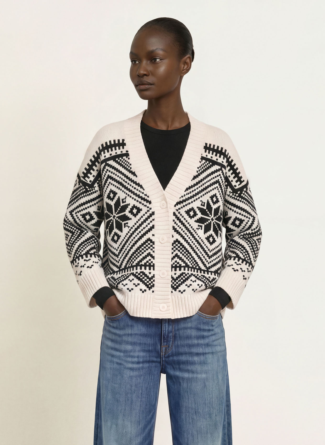 WEEKEND Max Mara Strickjacke BELGIO: SCHWARZ / ECRU