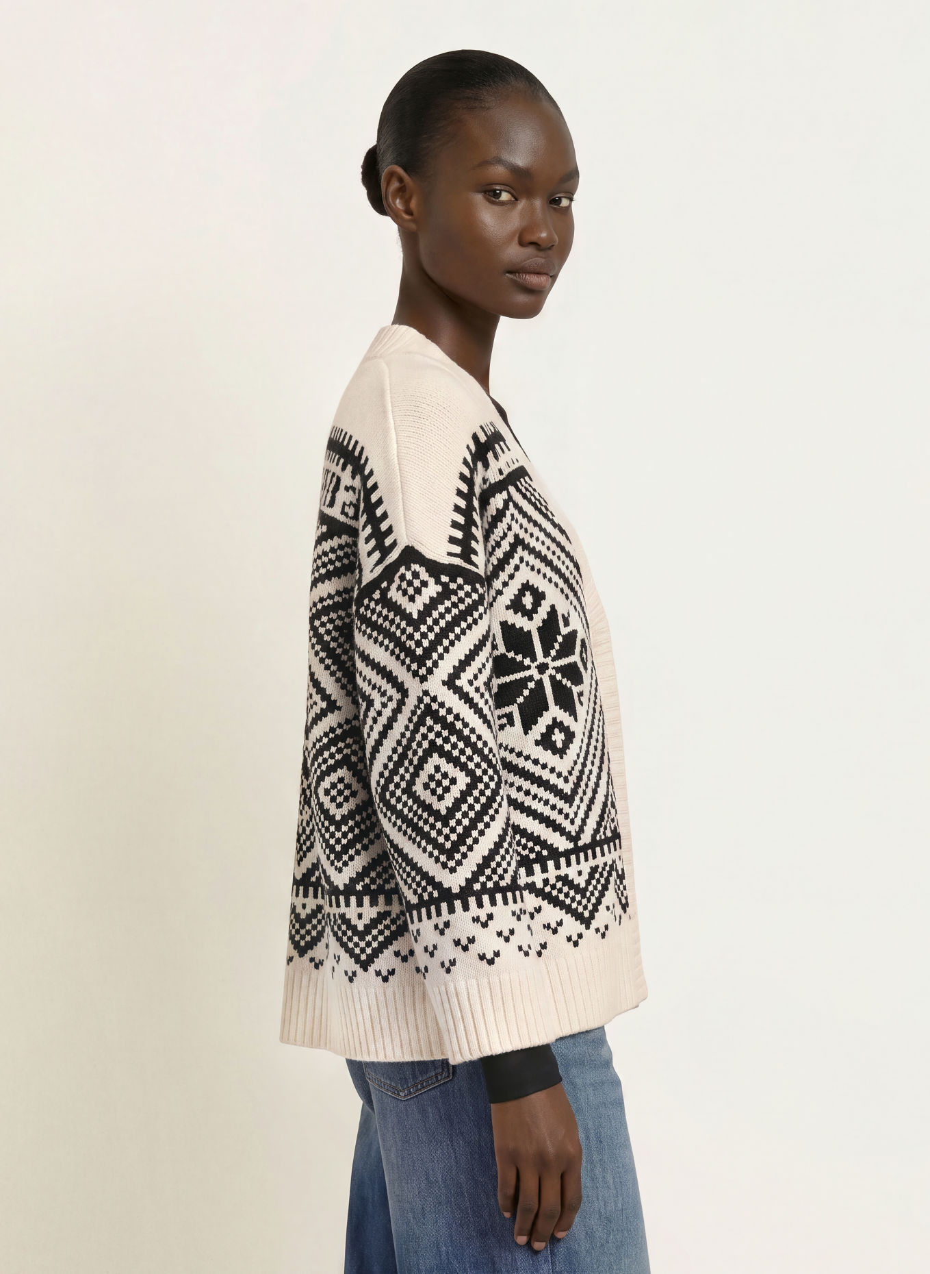 WEEKEND Max Mara Strickjacke BELGIO: SCHWARZ / ECRU
