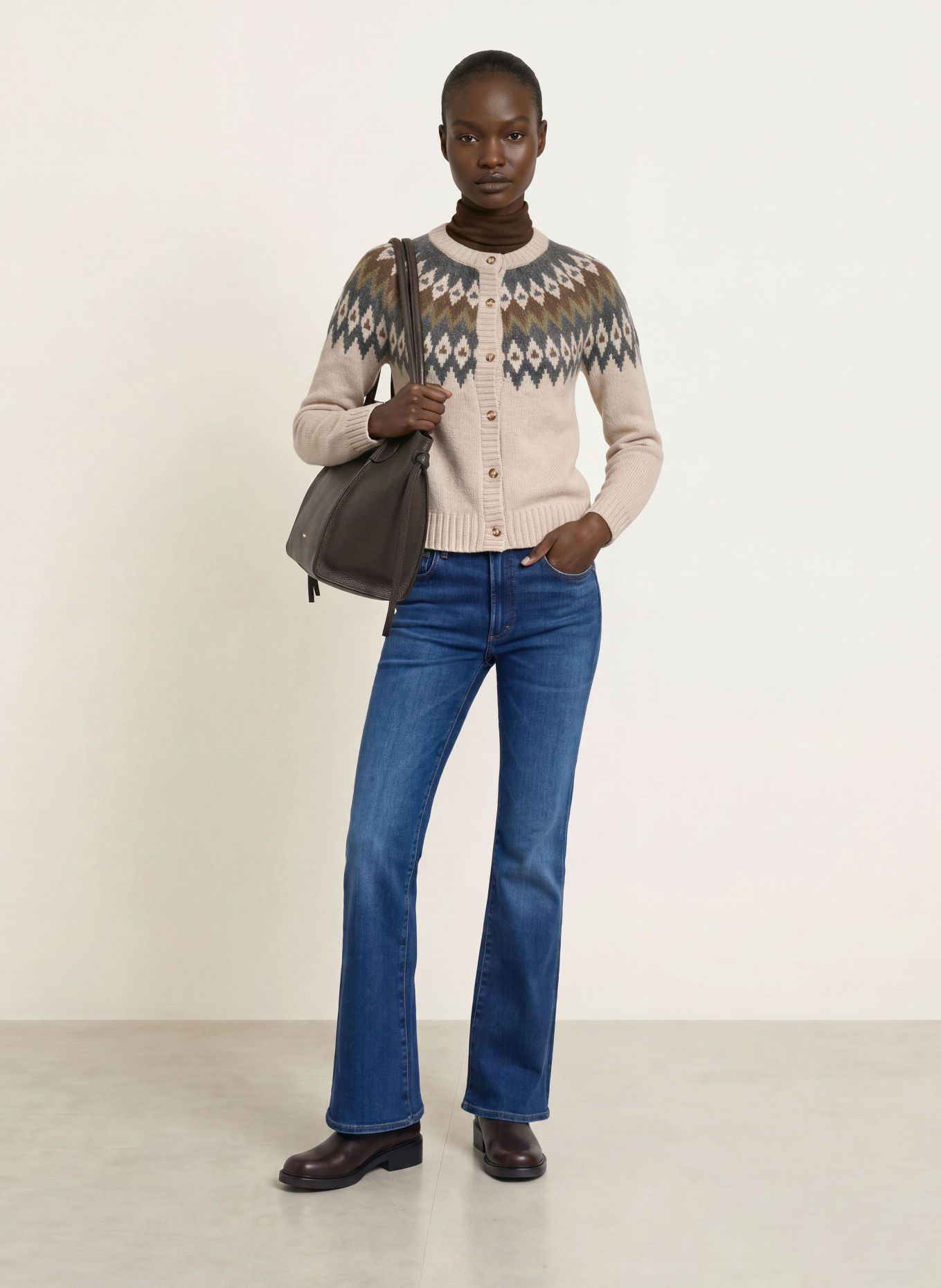 WEEKEND Max Mara Strickjacke TARGA mit Alpaka: BEIGE / DUNKELGRAU / OLIV