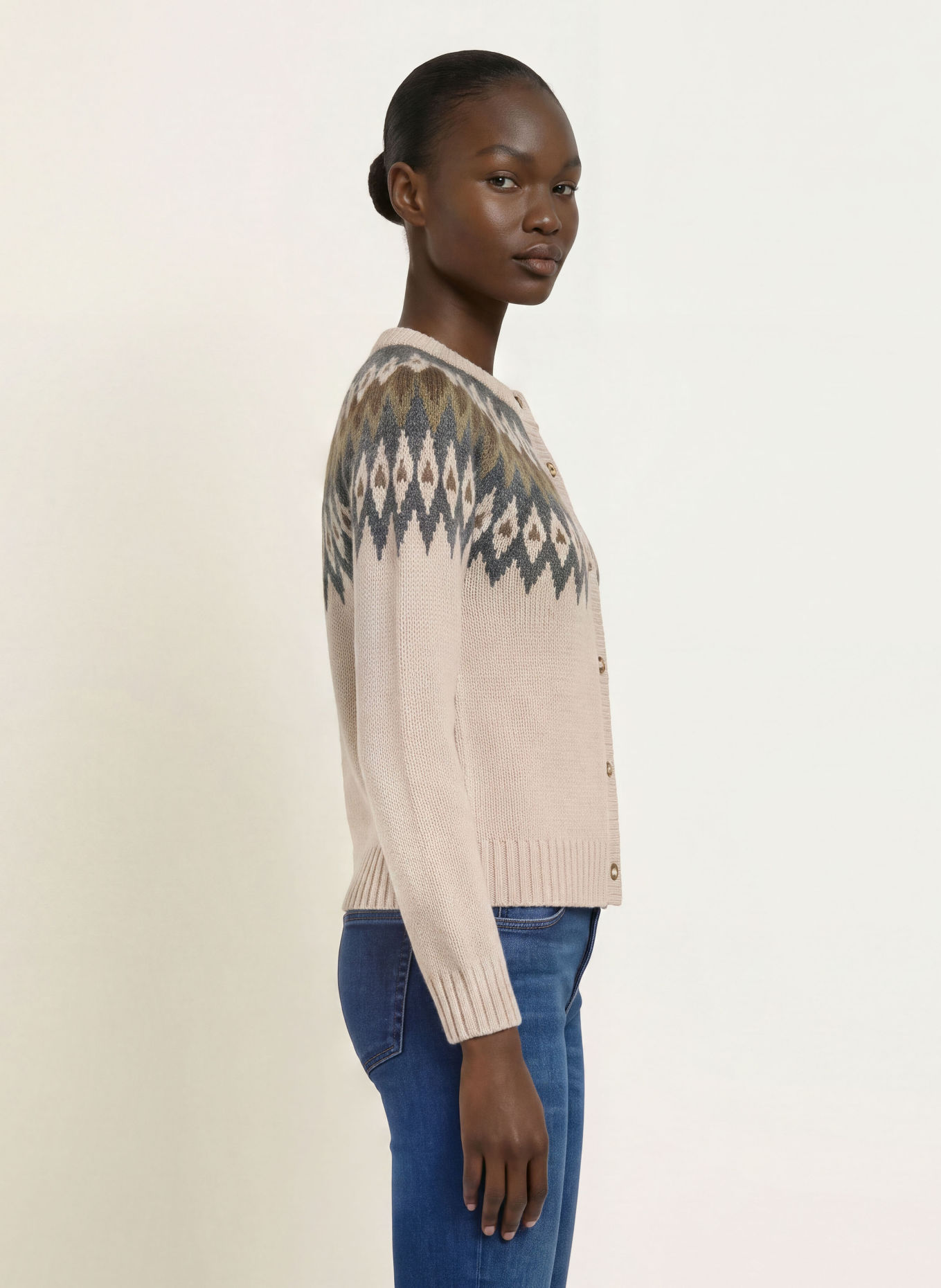 WEEKEND Max Mara Strickjacke TARGA mit Alpaka: BEIGE / DUNKELGRAU / OLIV