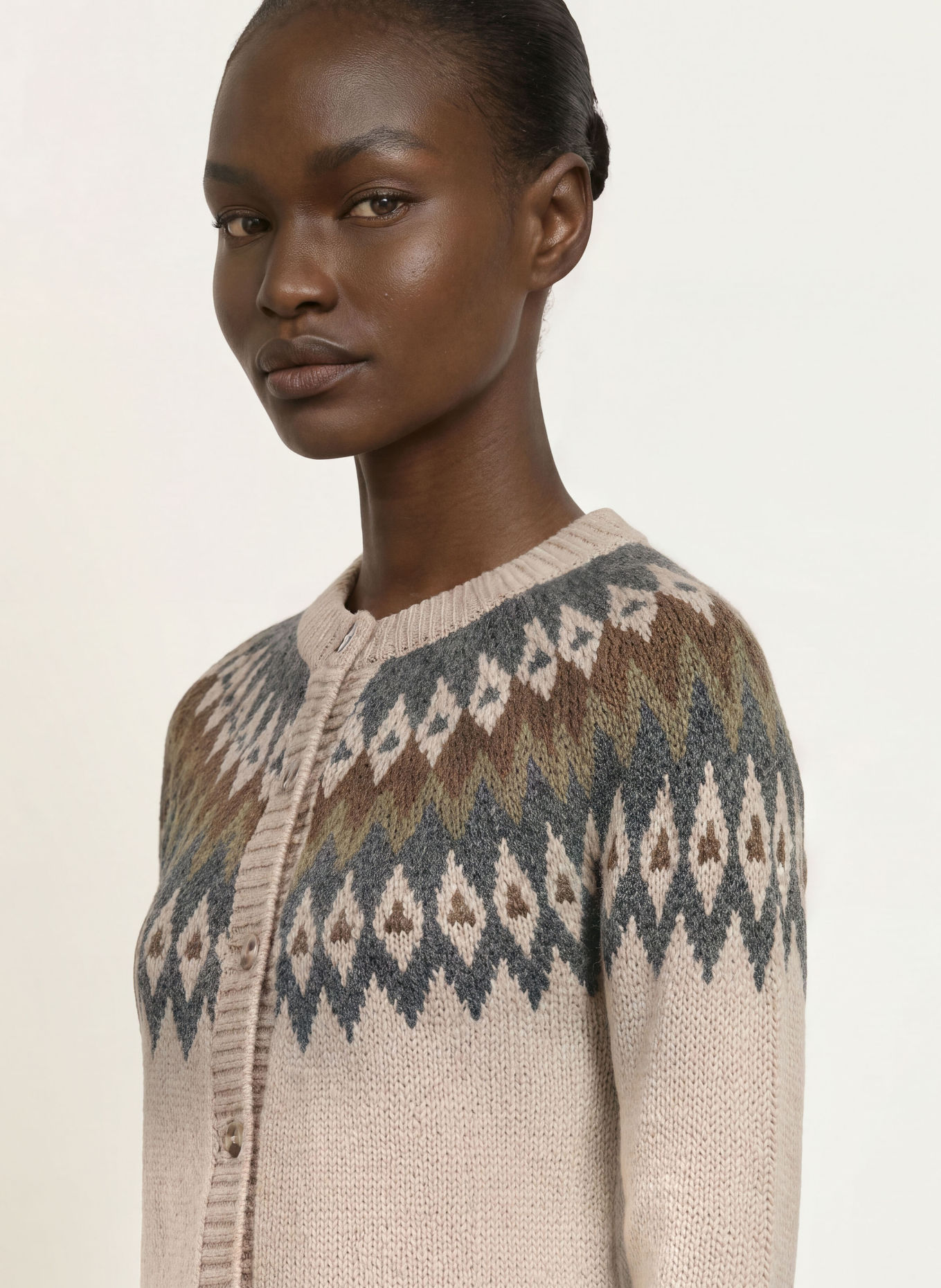 WEEKEND Max Mara Strickjacke TARGA mit Alpaka: BEIGE / DUNKELGRAU / OLIV