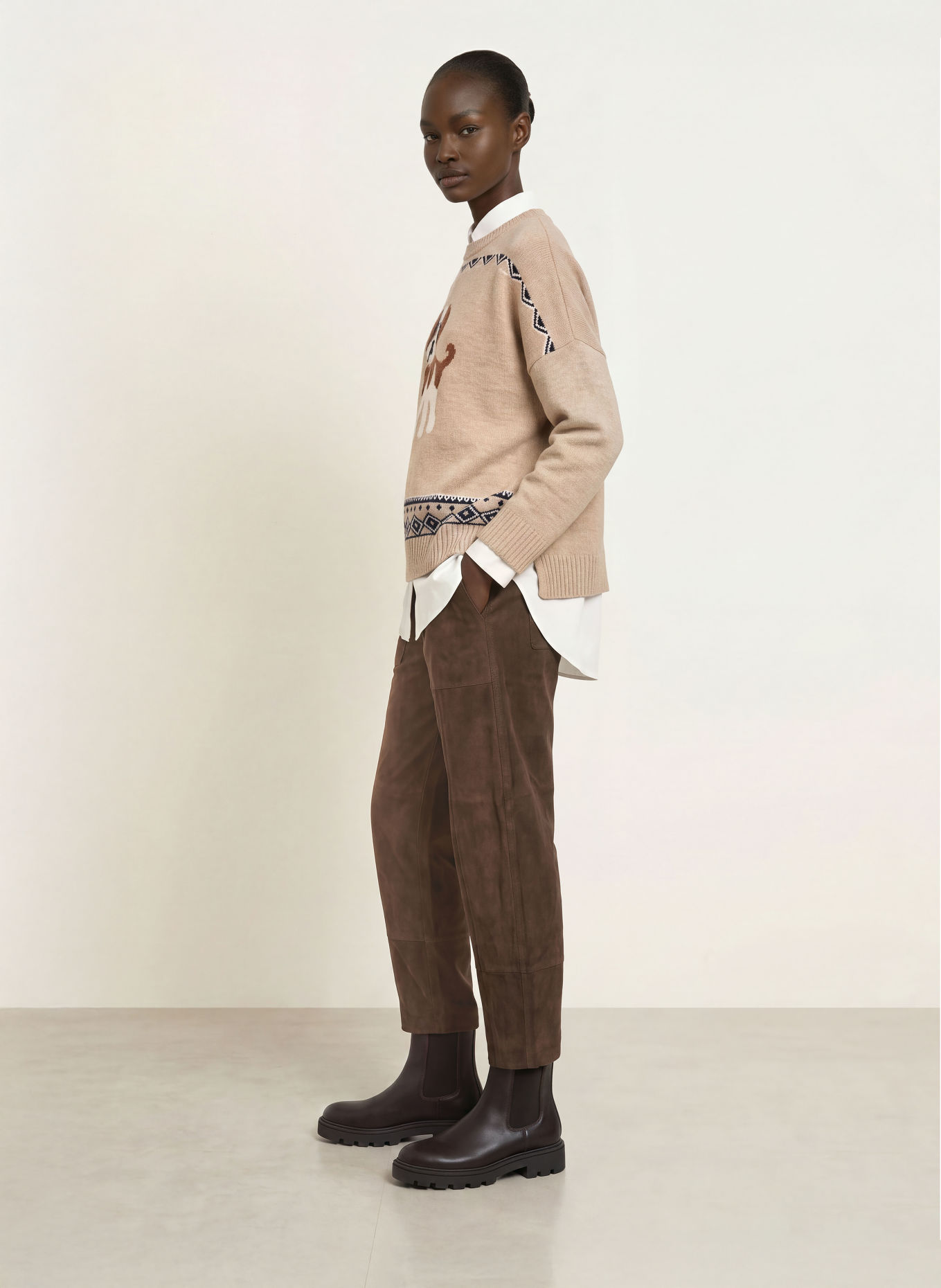 WEEKEND Max Mara PAVIDI Sweater: CAMEL / BROWN / WHITE
