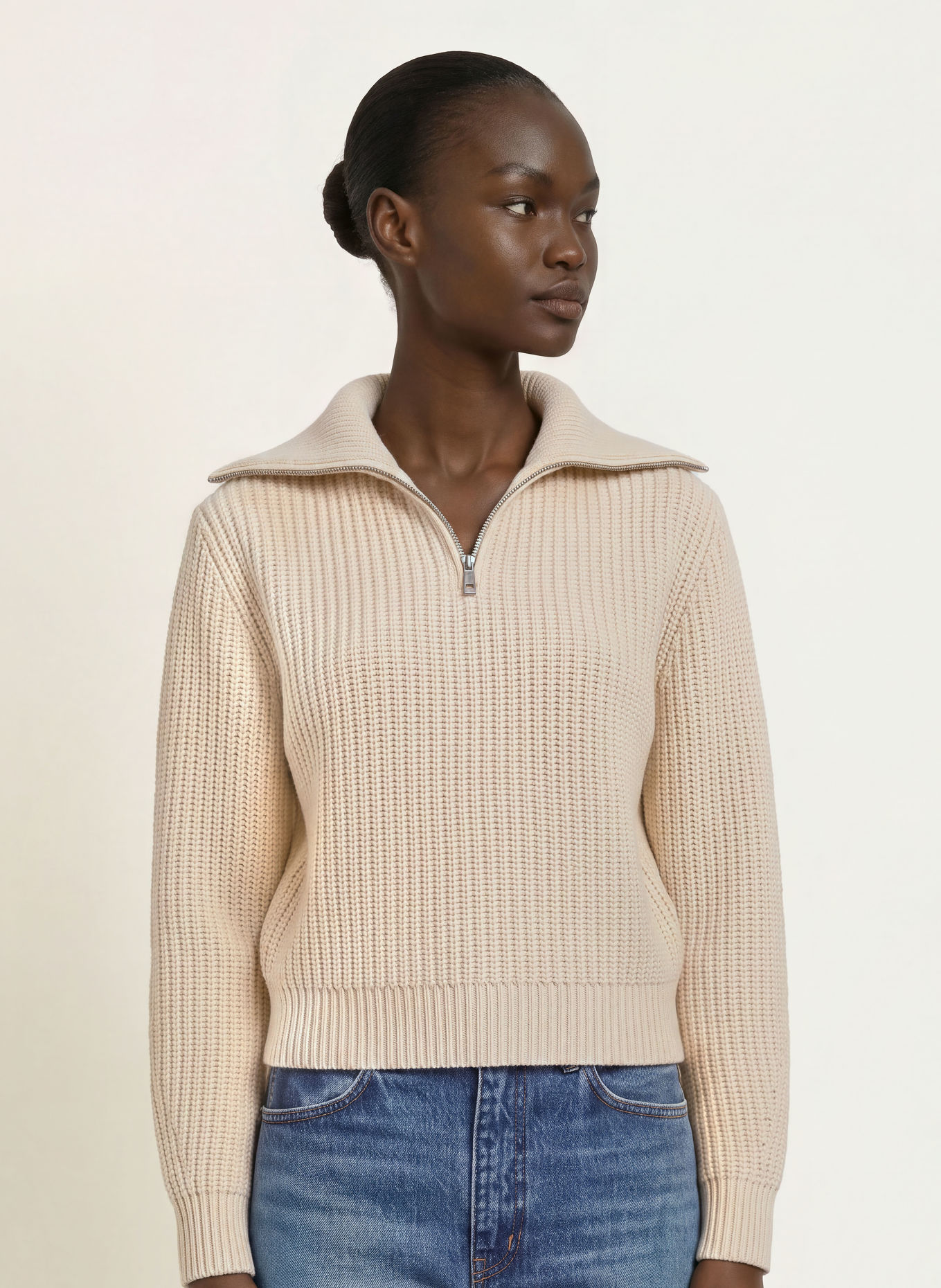 WEEKEND Max Mara LASER Half-zip sweater: CREAM
