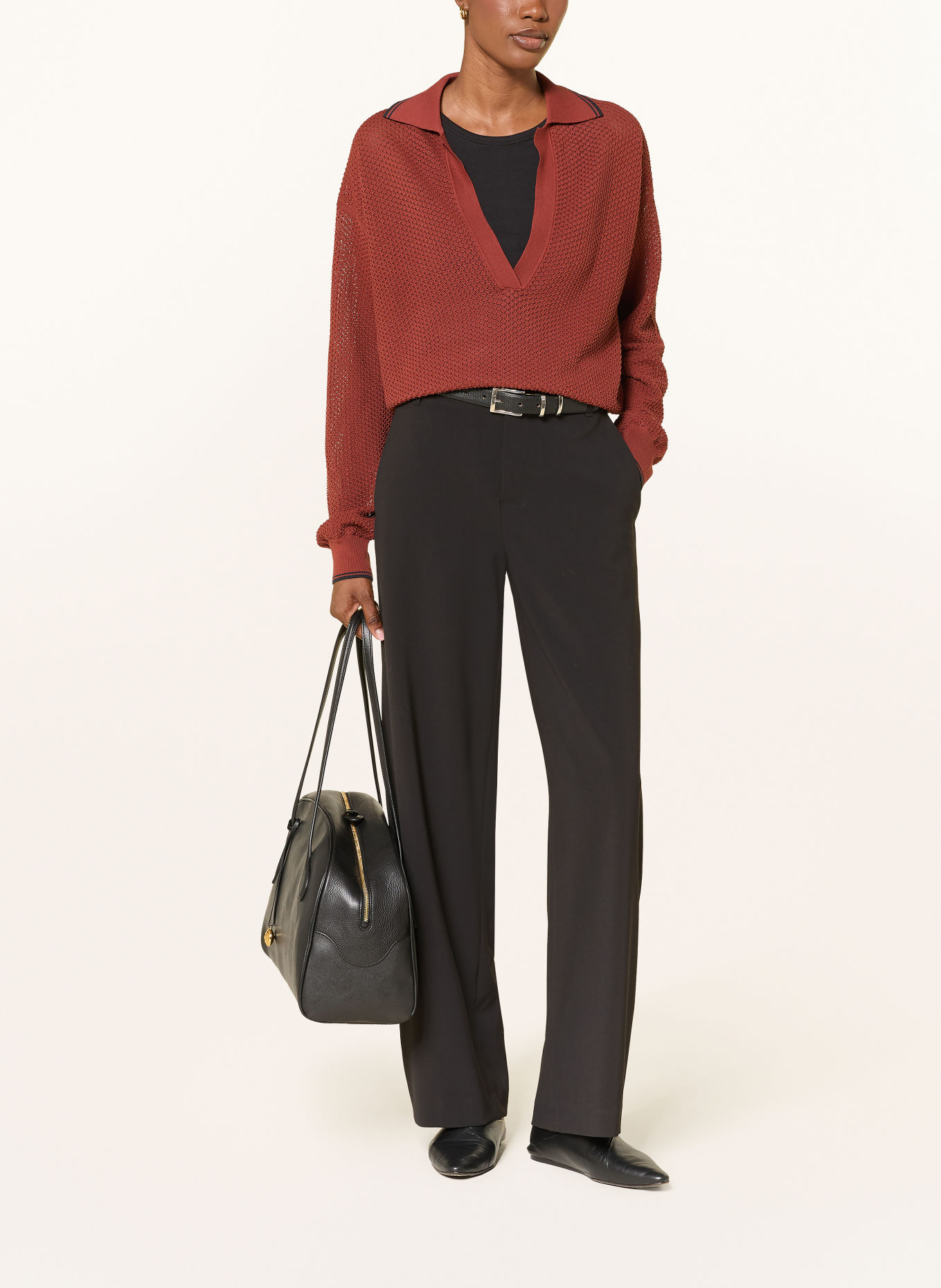 DRYKORN DUTIFUL wide-leg trousers: BLACK