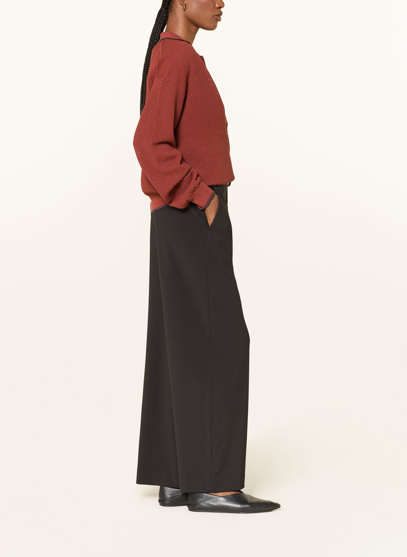 DRYKORN DUTIFUL wide-leg trousers: BLACK