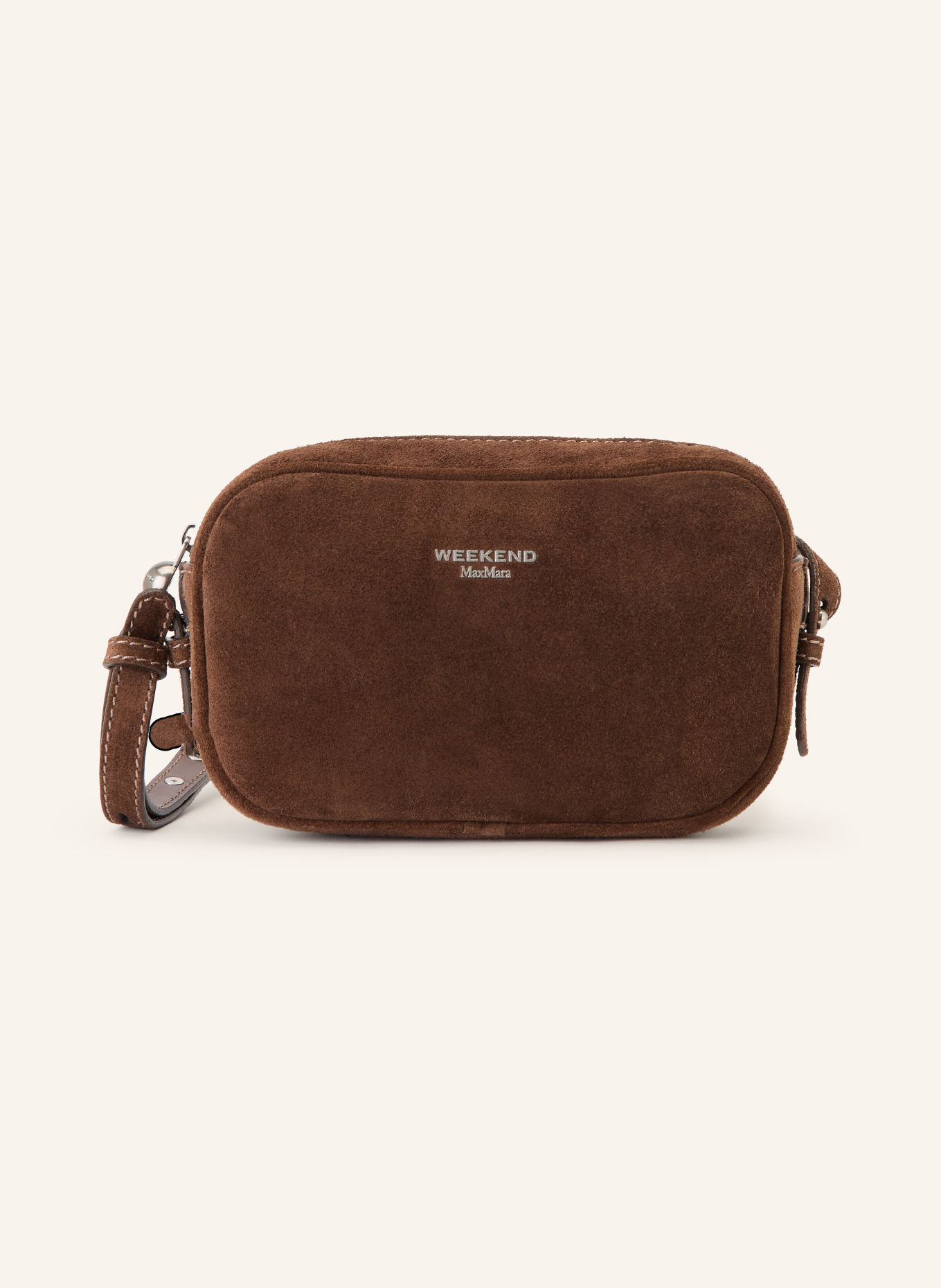 WEEKEND Max Mara STRUZZO Crossbody Bag: DARK BROWN / SILVER
