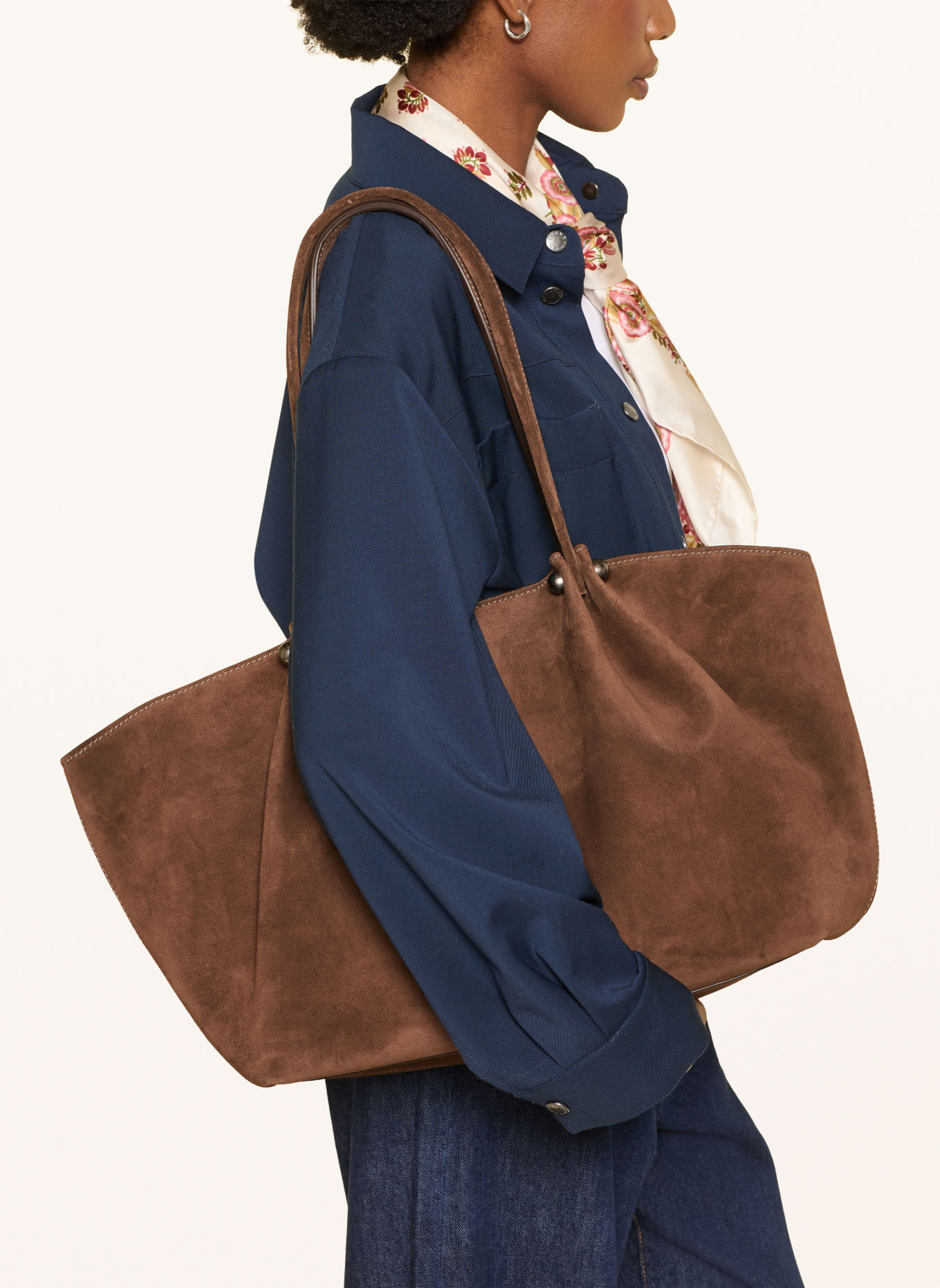 WEEKEND Max Mara Sac cabas PESI avec pochette: MARRON FONCÉ