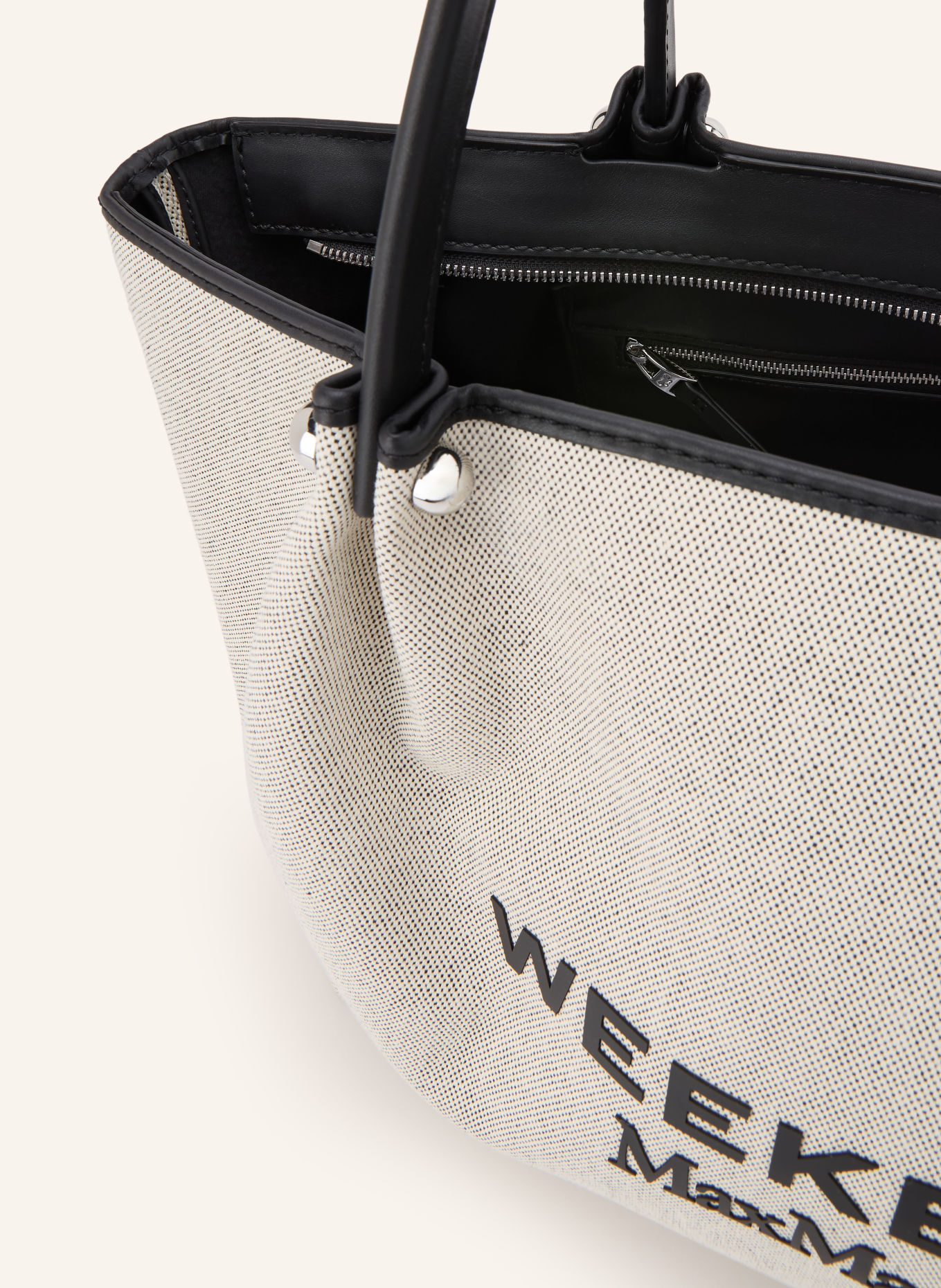 WEEKEND Max Mara GETTO Shoppers Tote Bag: LIGHT GRAY / BLACK