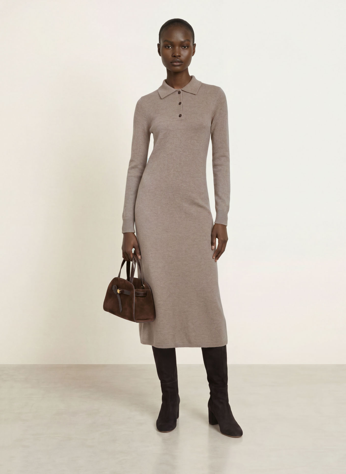 S Max Mara ONORE Knit Dress: LIGHT BROWN