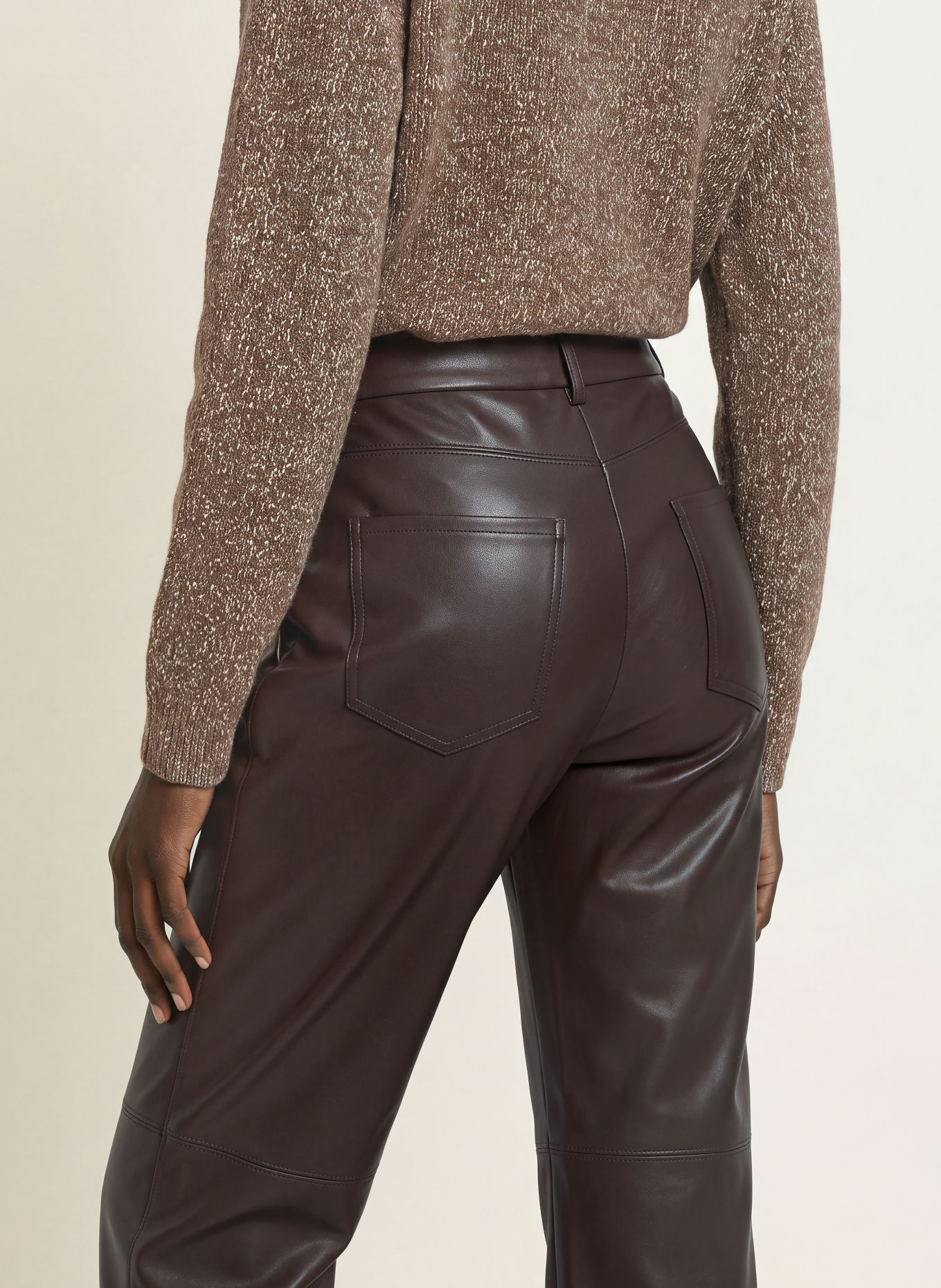 S Max Mara SOSPIRO-broek in leerlook: MARRON FONCÉ