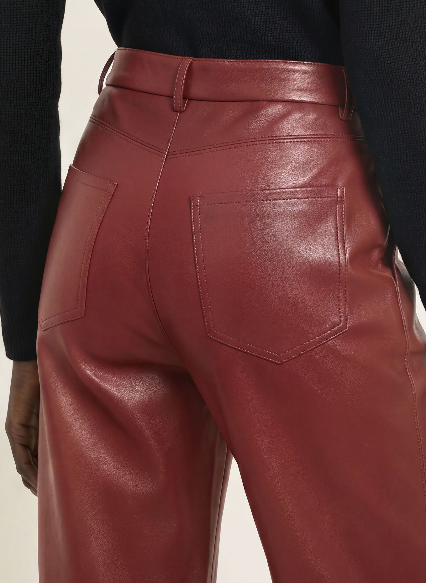 S Max Mara SOSPIRO Leather-Look Trousers: DARK RED