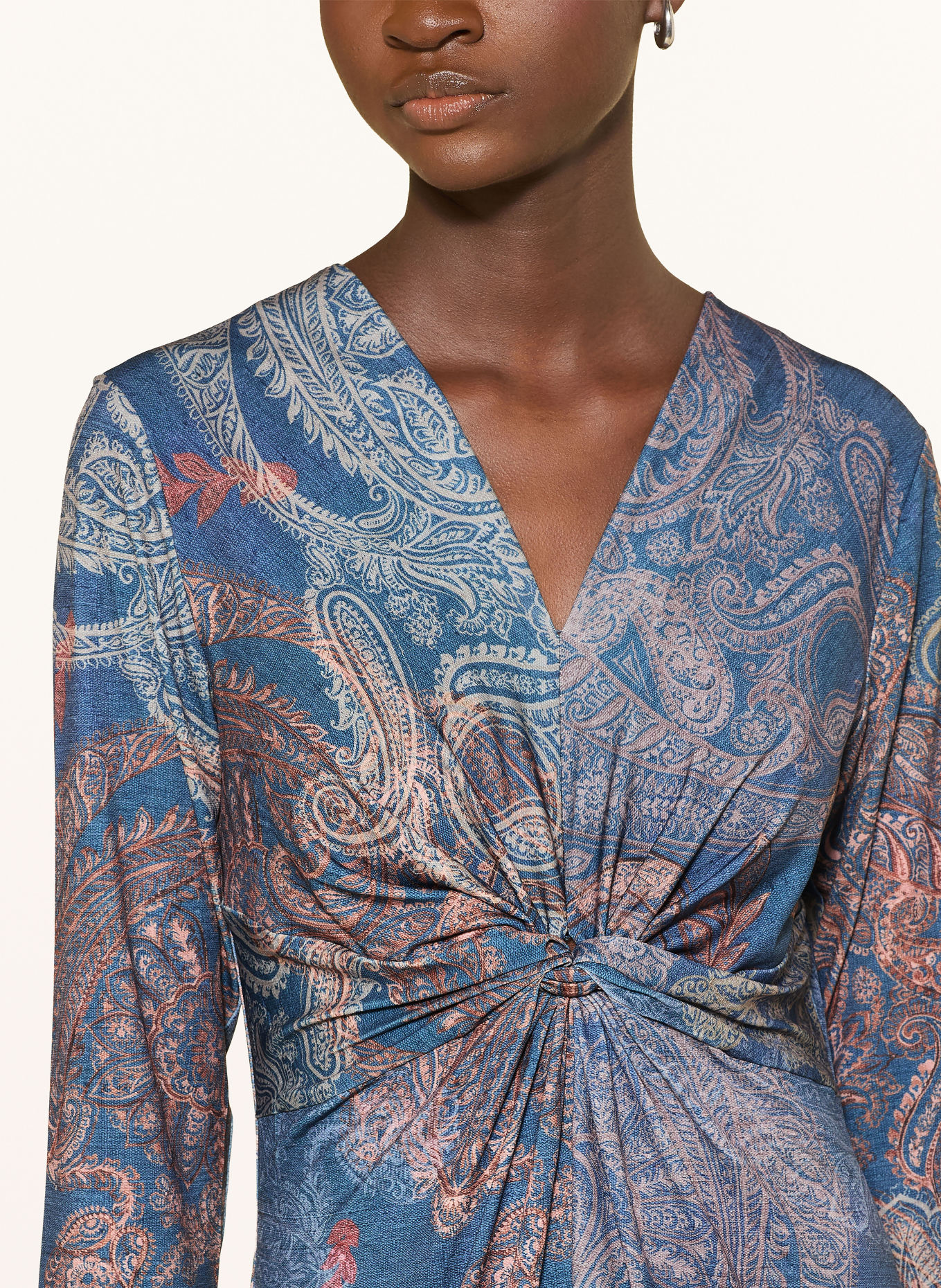 Betty Barclay Jersey dress with 3/4 sleeves: BLUE / CAMEL