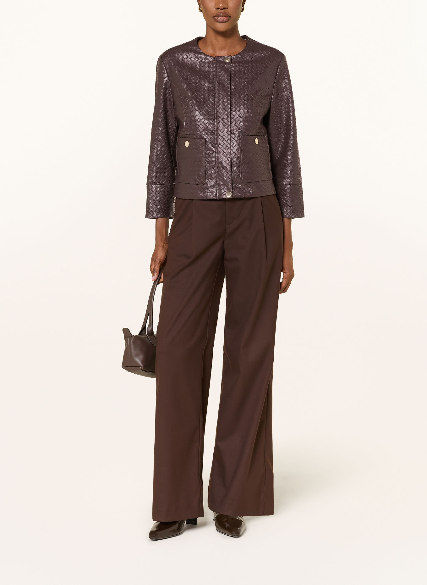 Betty Barclay Veste aspect cuir: MARRON FONCÉ