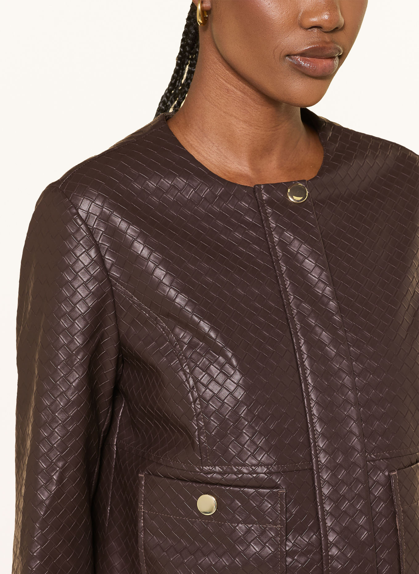 Betty Barclay Veste aspect cuir: MARRON FONCÉ