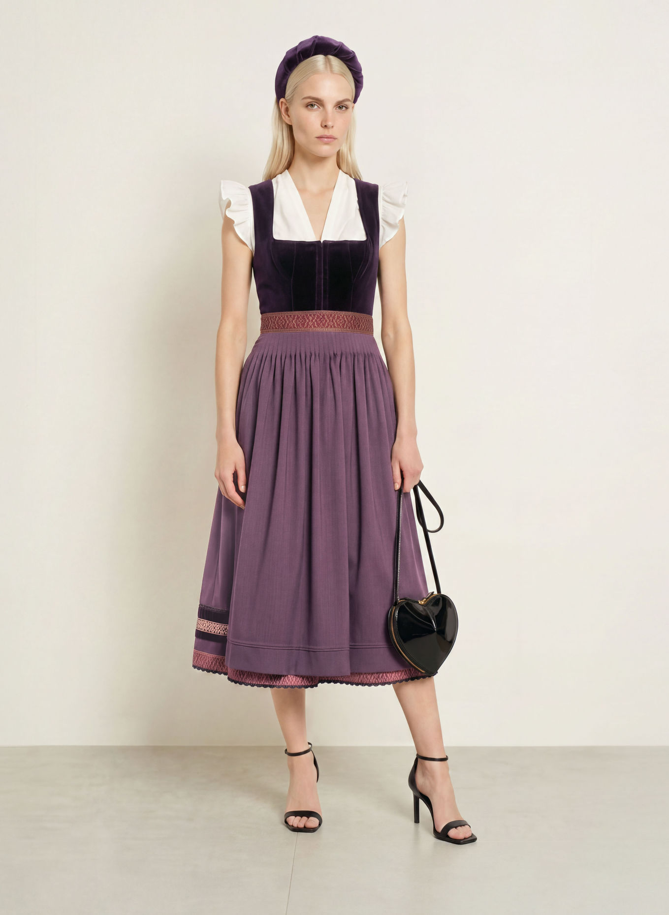 SPORTALM Dirndl: DARK PURPLE / CAMEL / PURPLE