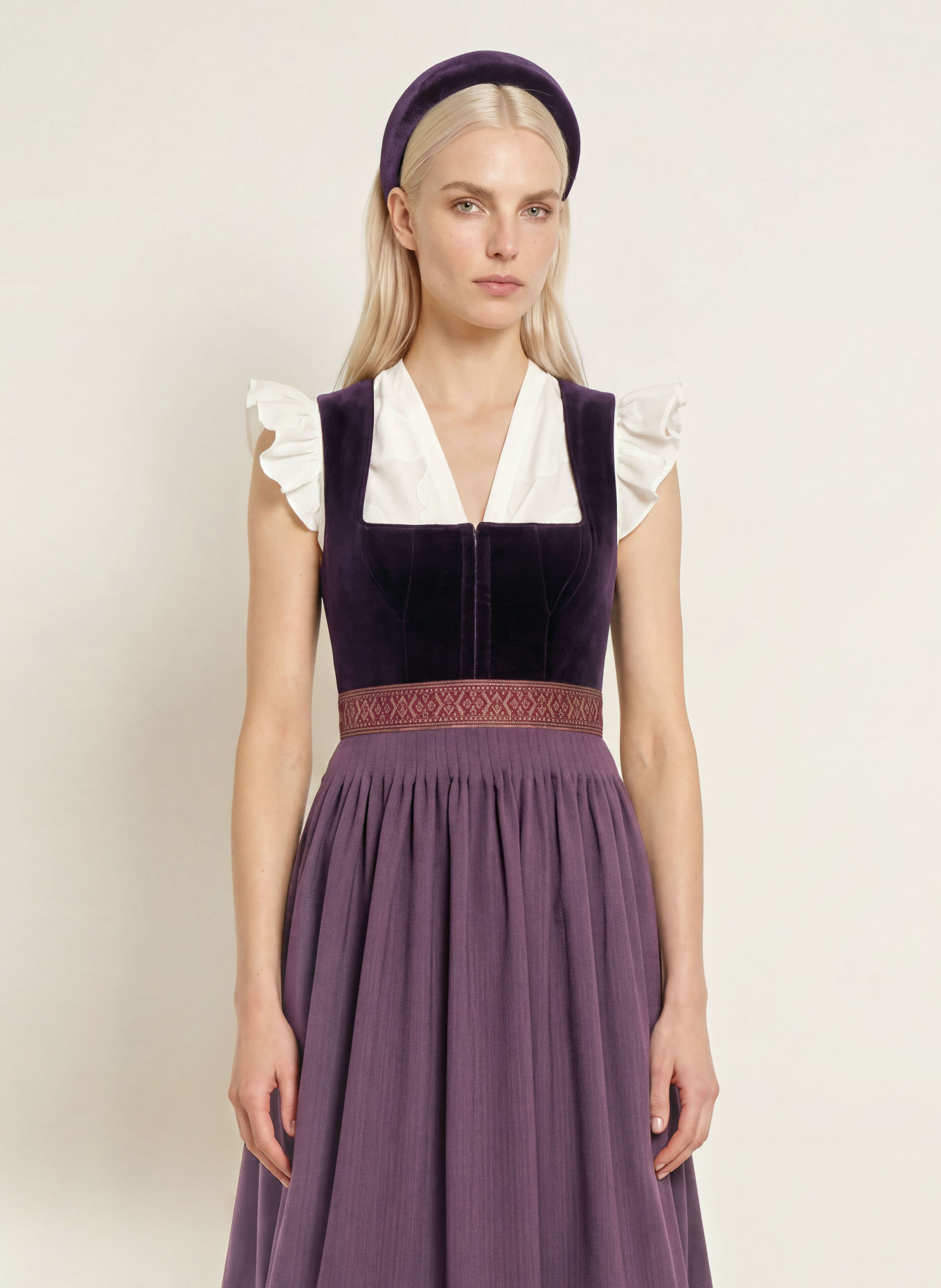 SPORTALM Dirndl: DARK PURPLE / CAMEL / PURPLE