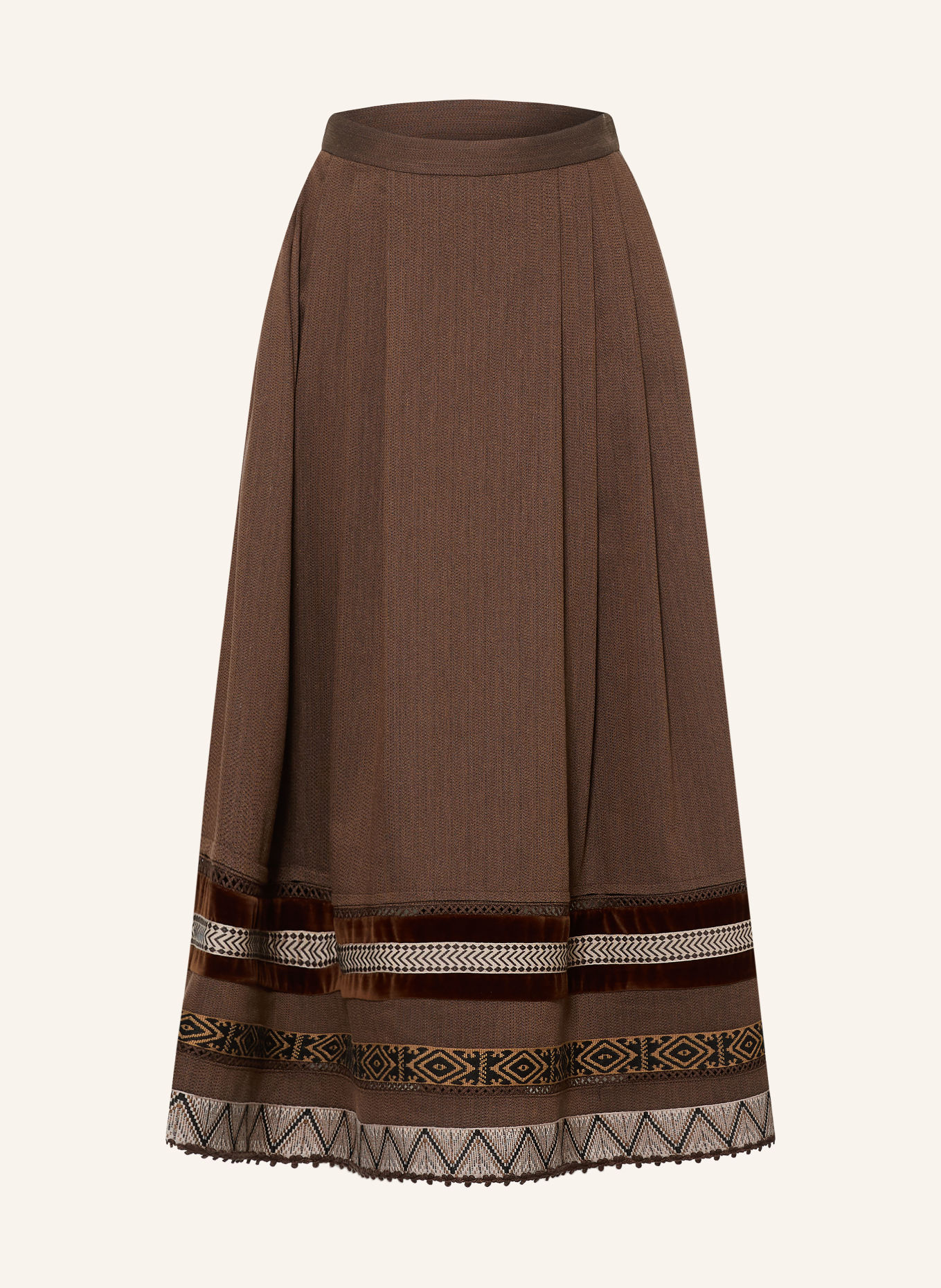 SPORTALM Jupe plissée: MARRON / BEIGE / NOIR