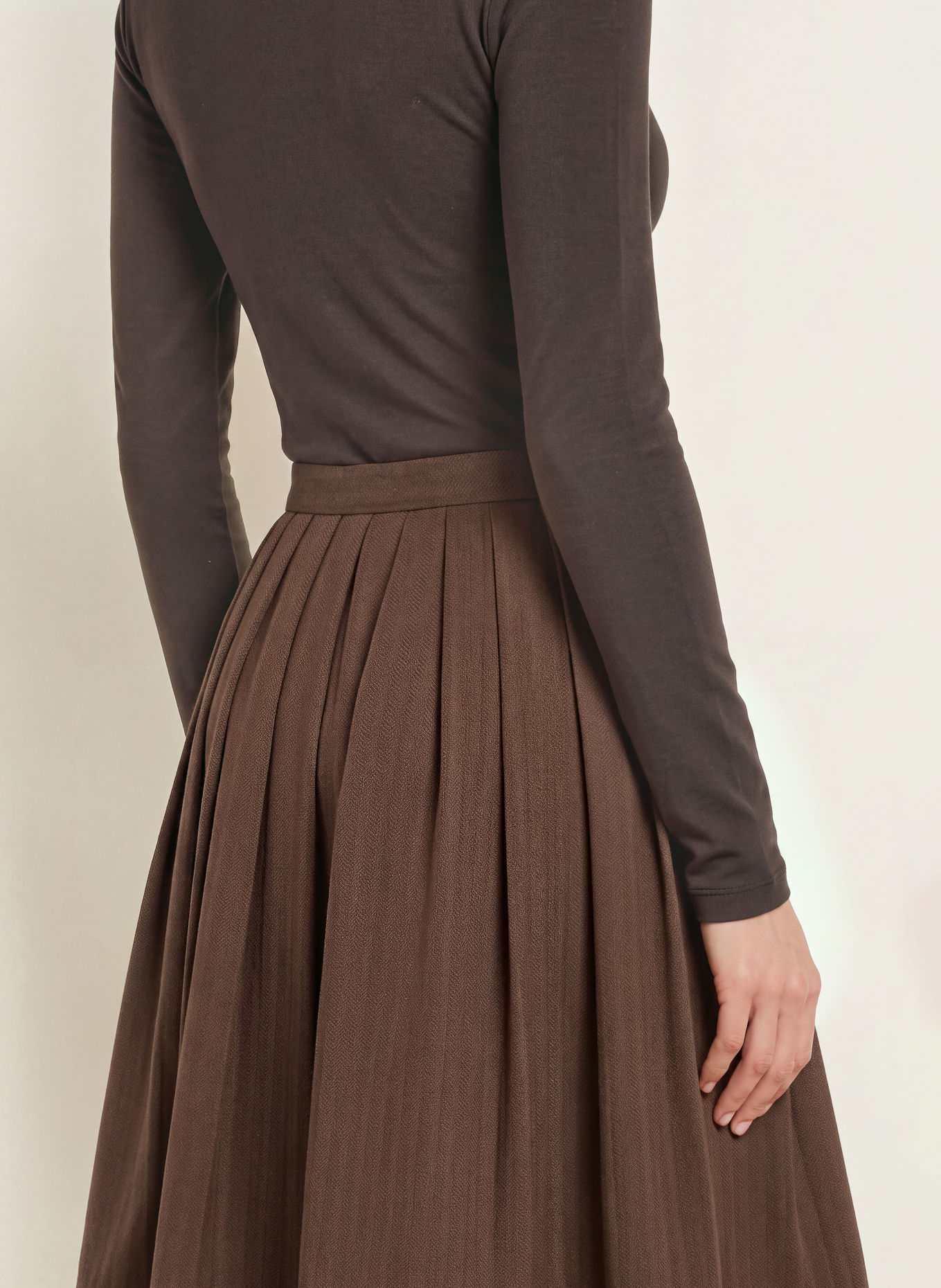 SPORTALM Jupe plissée: MARRON / BEIGE / NOIR