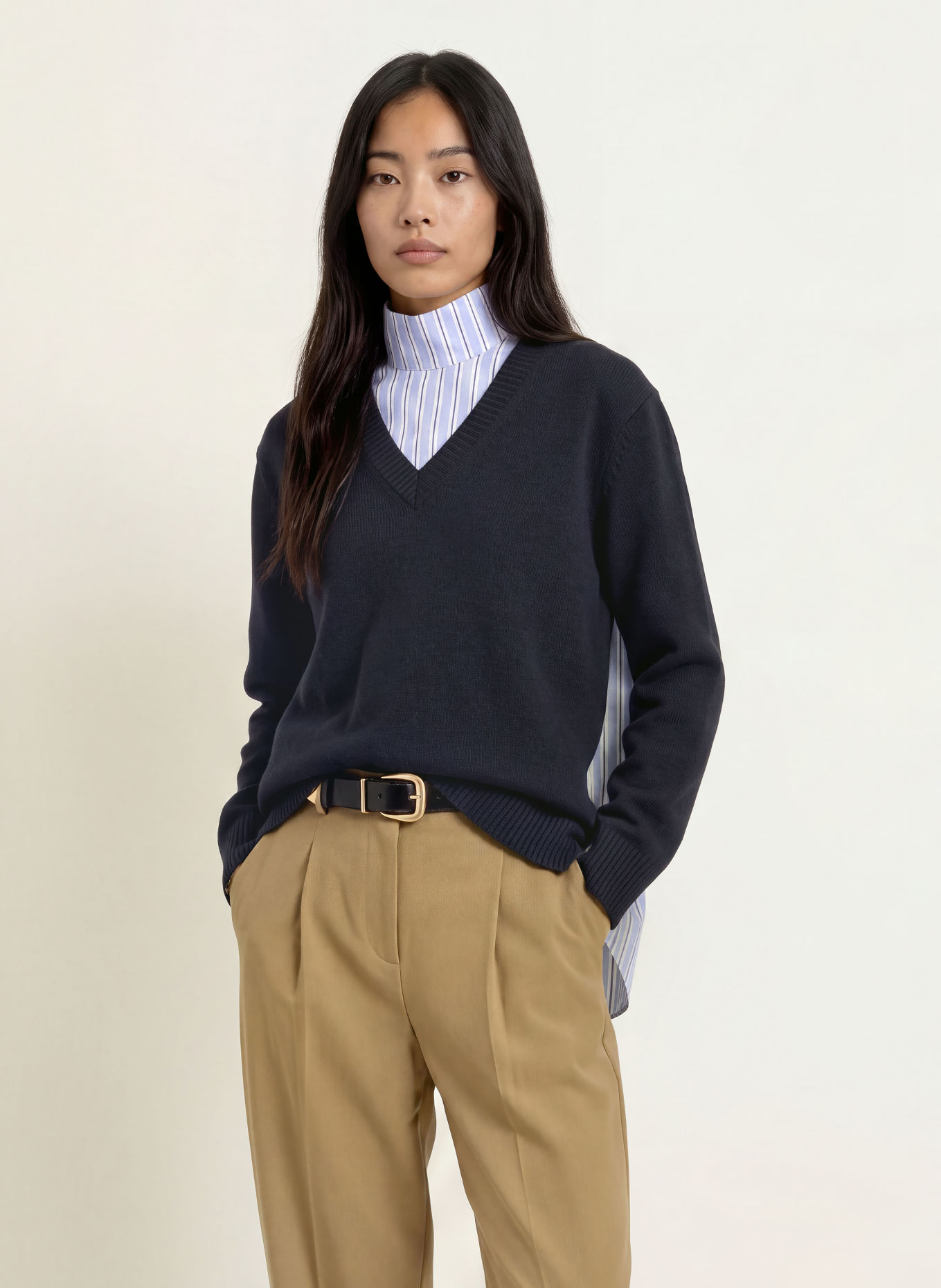 MAX & Co. Sweter LUSSO z mieszanki materiałów: GRANATOWY / JASNONIEBIESKI / BIAŁY
