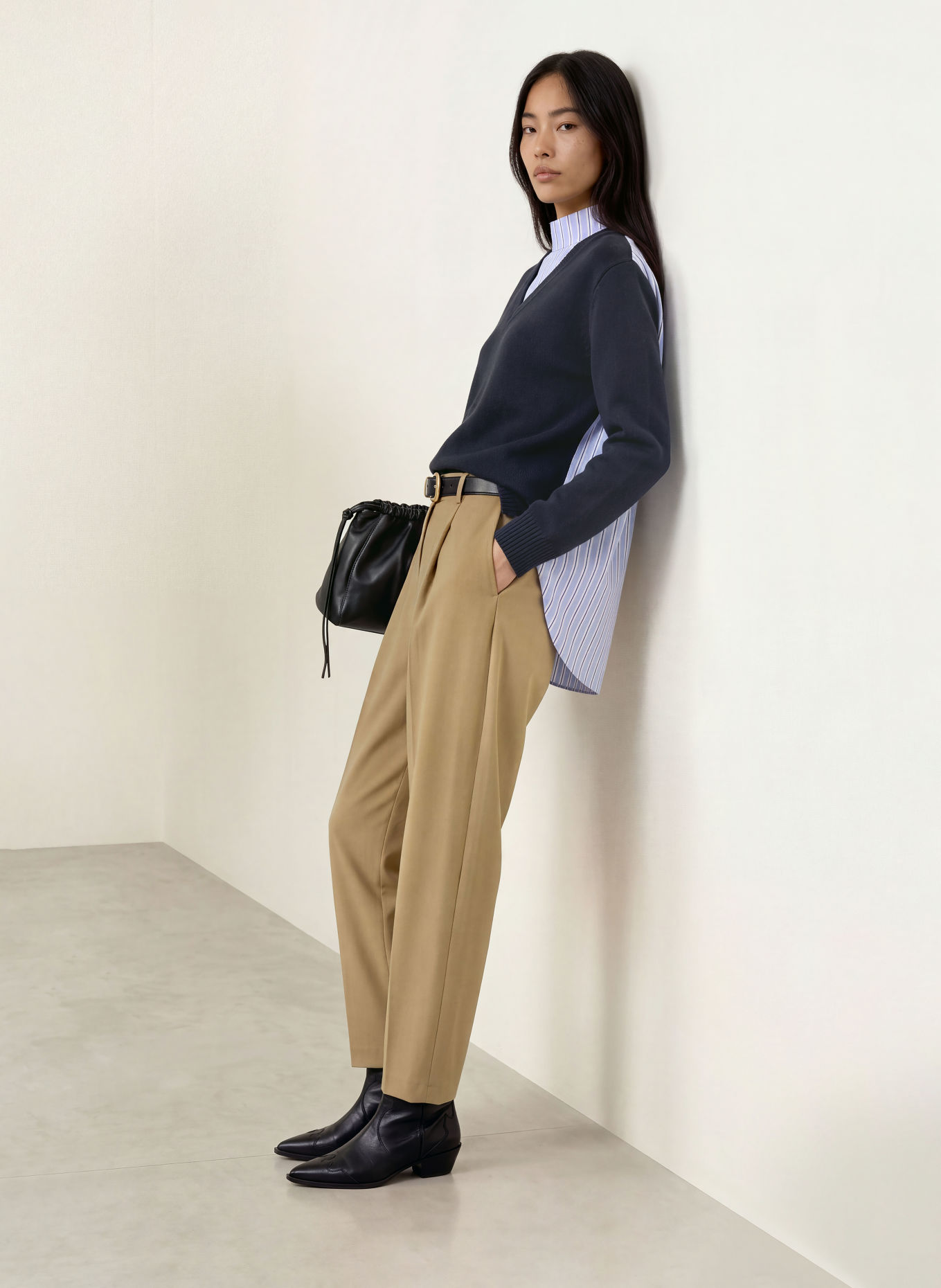 MAX & Co. Sweter LUSSO z mieszanki materiałów: GRANATOWY / JASNONIEBIESKI / BIAŁY