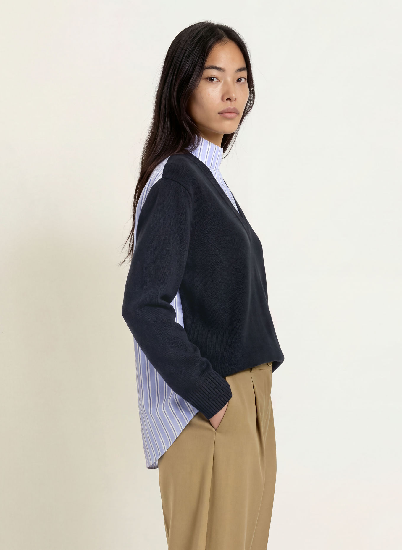 MAX & Co. Sweter LUSSO z mieszanki materiałów: GRANATOWY / JASNONIEBIESKI / BIAŁY