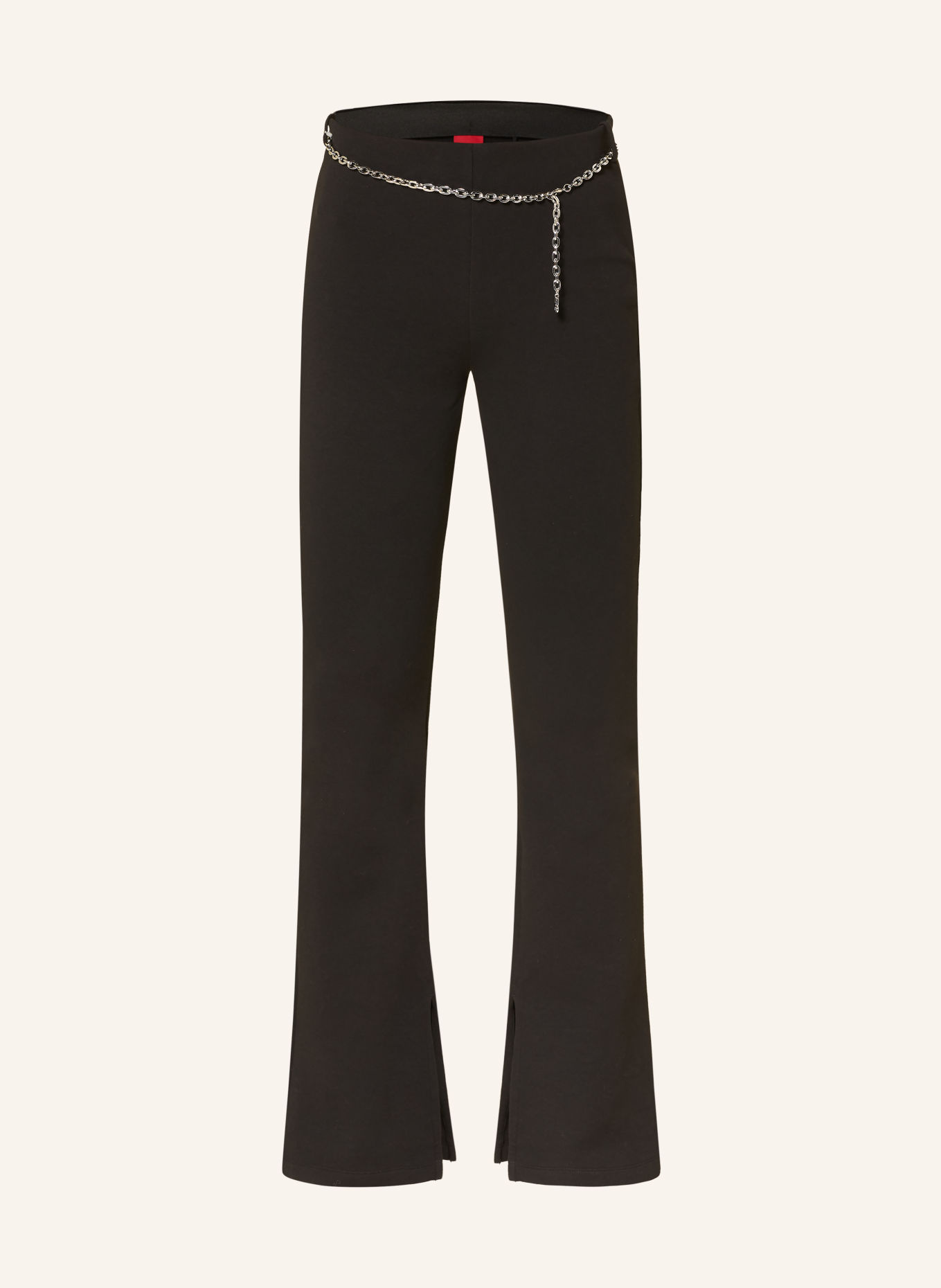 HUGO Bootcut broek NENRIETTA van jersey: ZWART