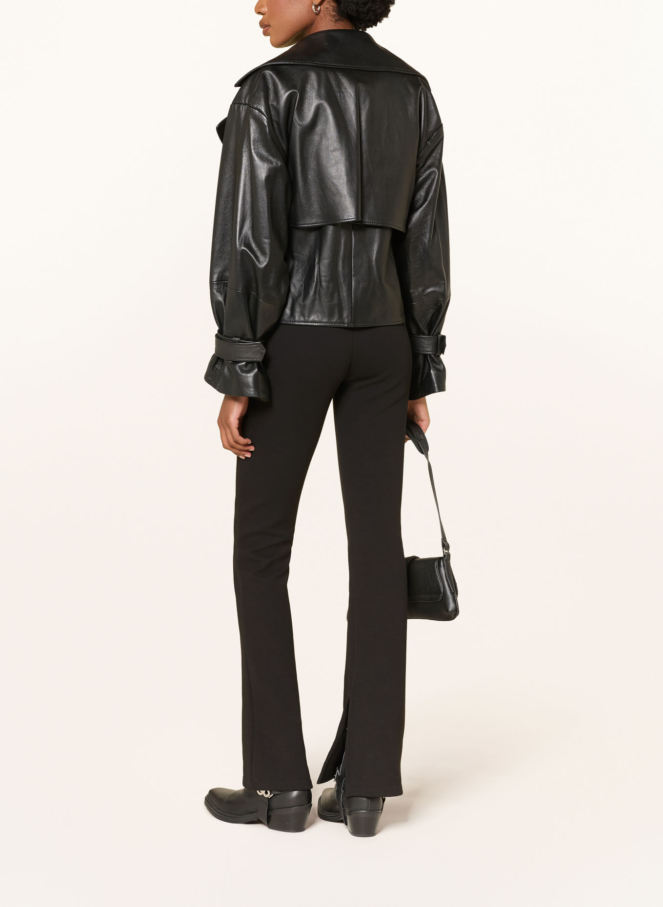 HUGO Bootcut broek NENRIETTA van jersey: ZWART
