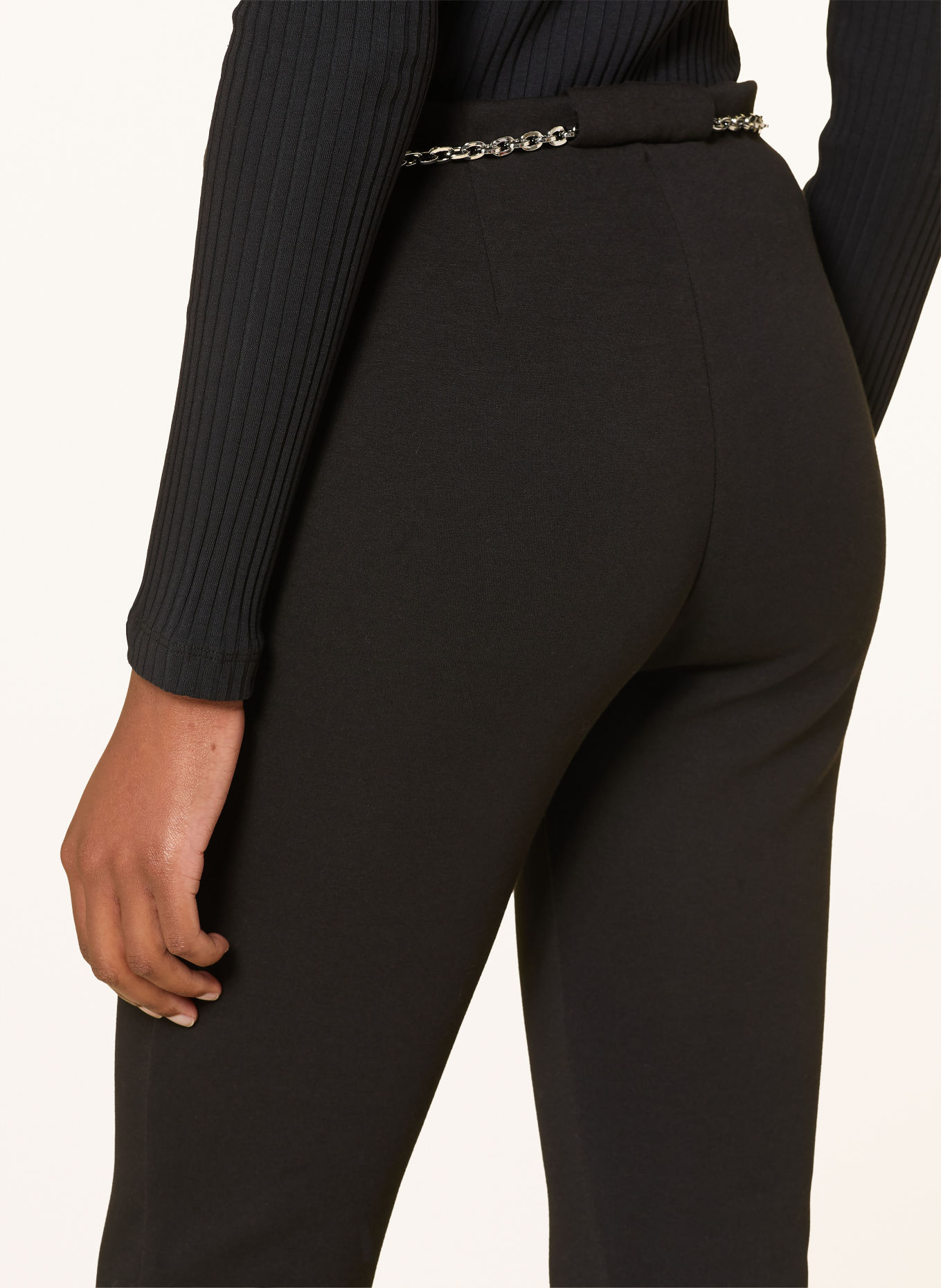 HUGO Bootcut broek NENRIETTA van jersey: ZWART