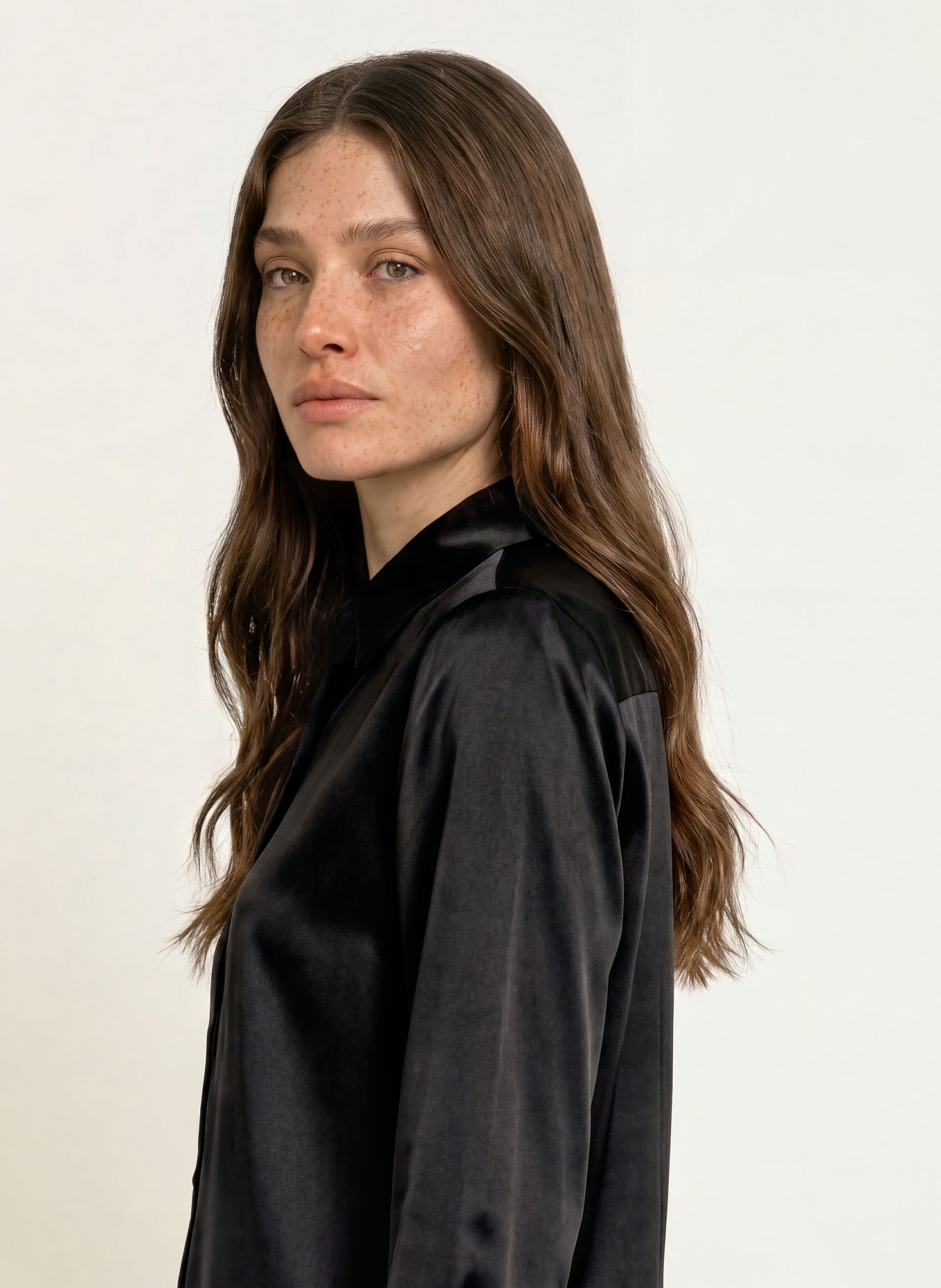 HERZENS Blouseshirt met zijde: ZWART