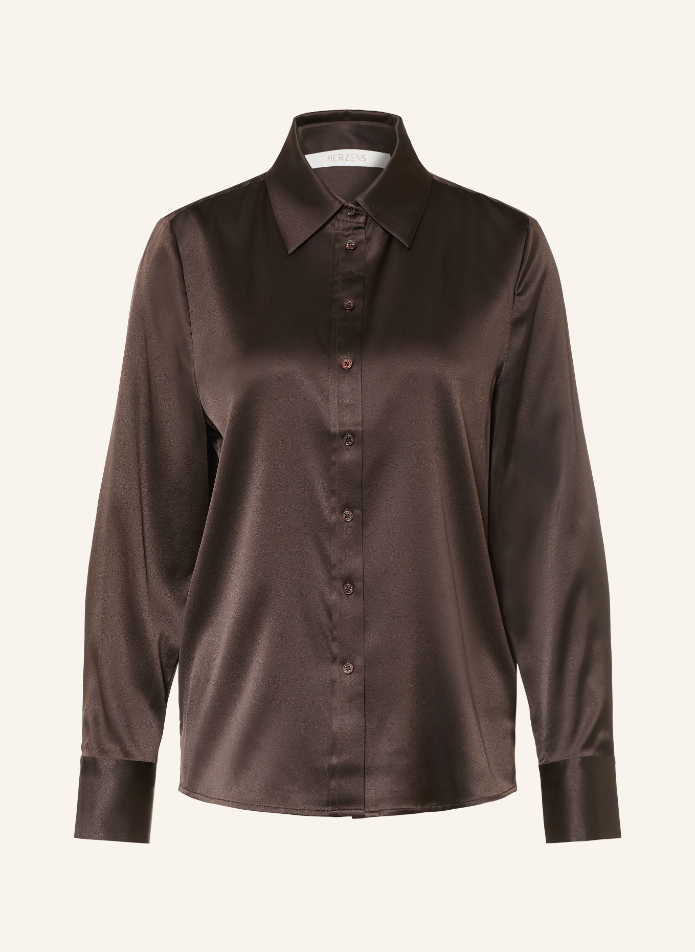 HERZENS Blusenshirt mit Seide: DUNKELBRAUN