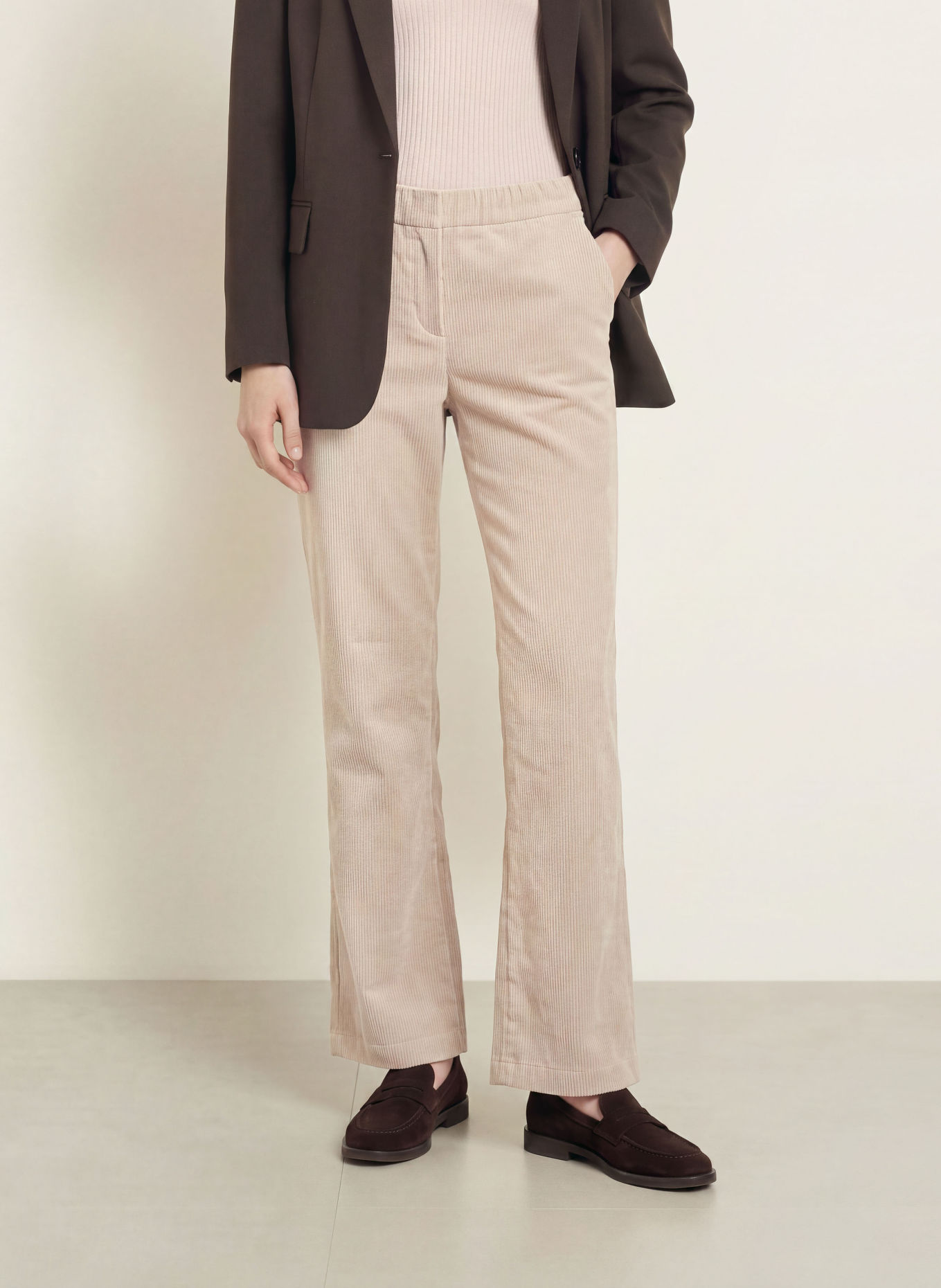 Betty Barclay Corduroy wide-leg trousers: BEIGE