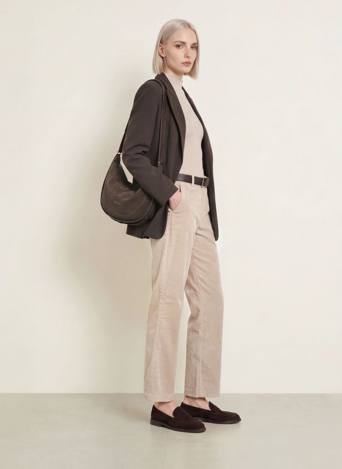 Betty Barclay Corduroy wide-leg trousers: BEIGE