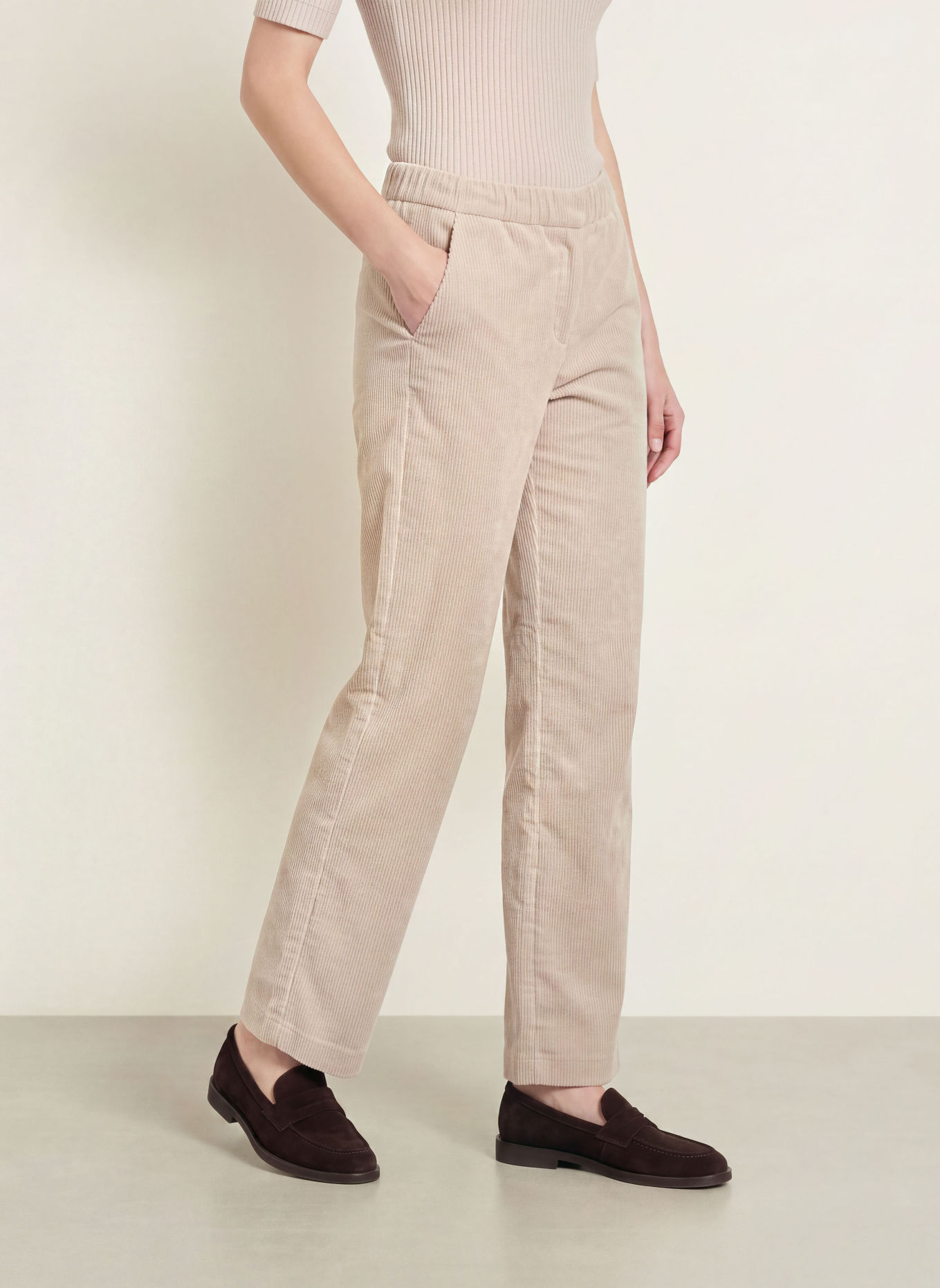 Betty Barclay Corduroy wide-leg trousers: BEIGE