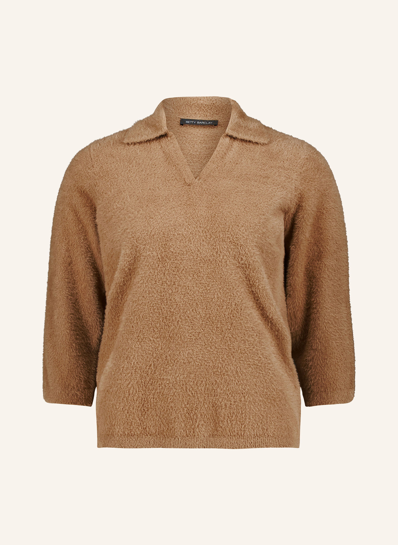 Betty Barclay Knit polo shirt with 3/4 sleeves: CAMEL