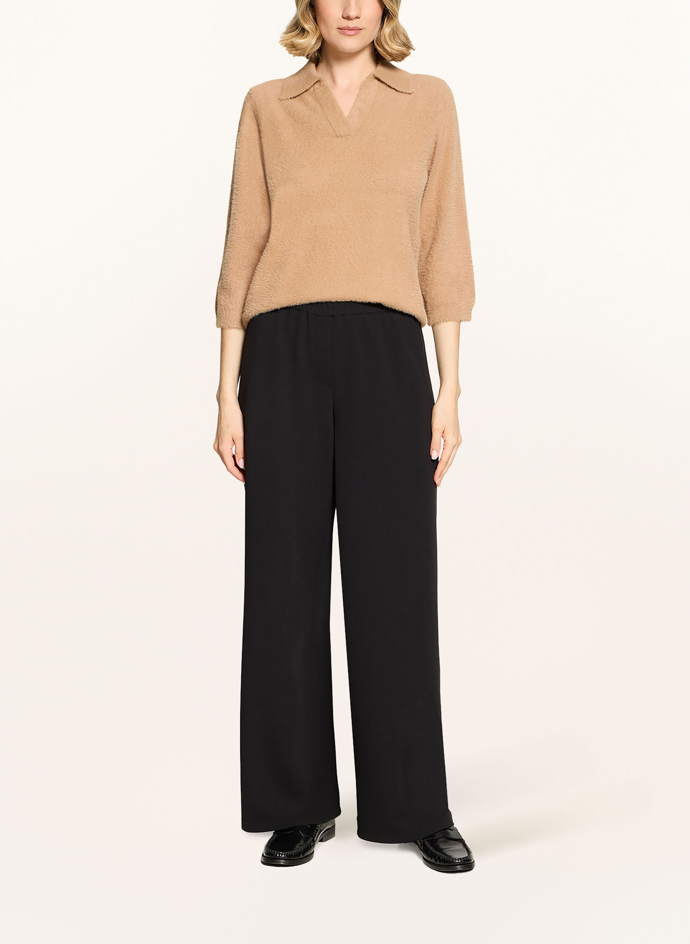Betty Barclay Knit polo shirt with 3/4 sleeves: CAMEL