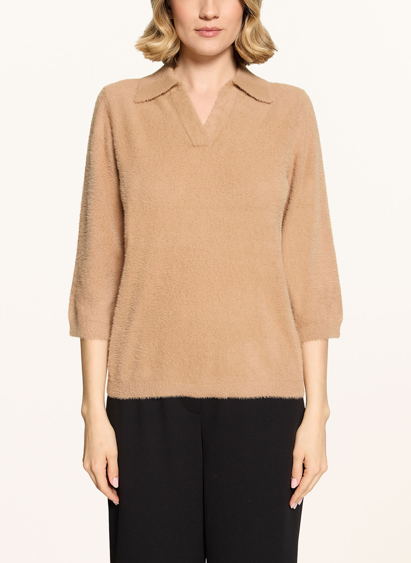 Betty Barclay Knit polo shirt with 3/4 sleeves: CAMEL