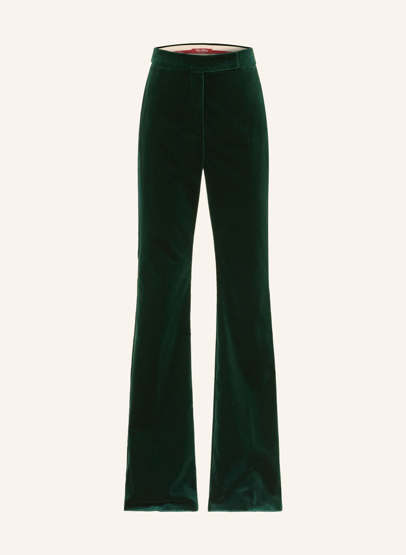 Max Mara STUDIO Marlenehose OSCURI aus Samt mit Galonstreifen: DUNKELGRÜN